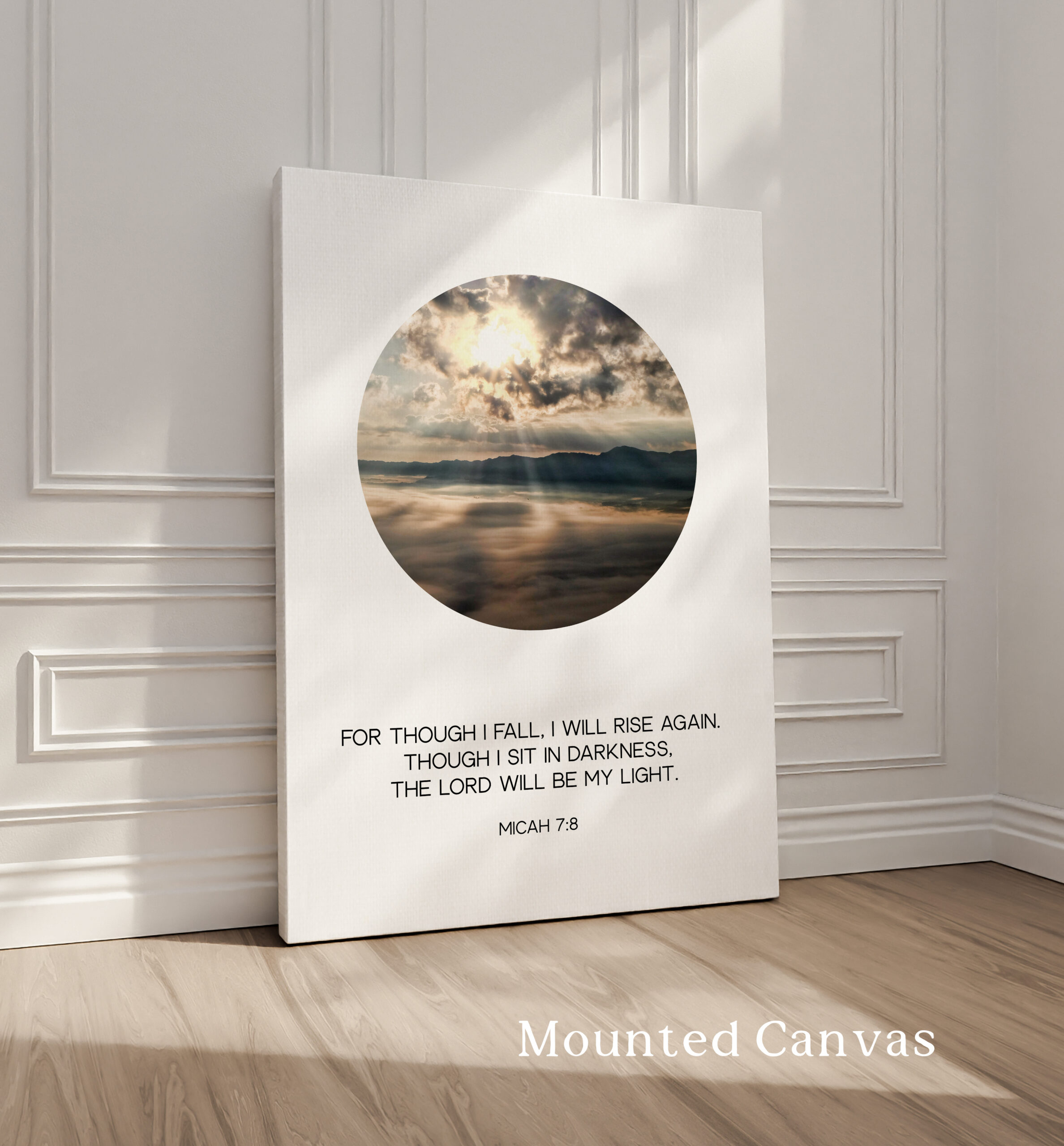 For though I fall, I will rise again. Though I sit in darkness, the Lord will be my light. • Micah 7:8 • Typography Art Print • Christian - Image 2