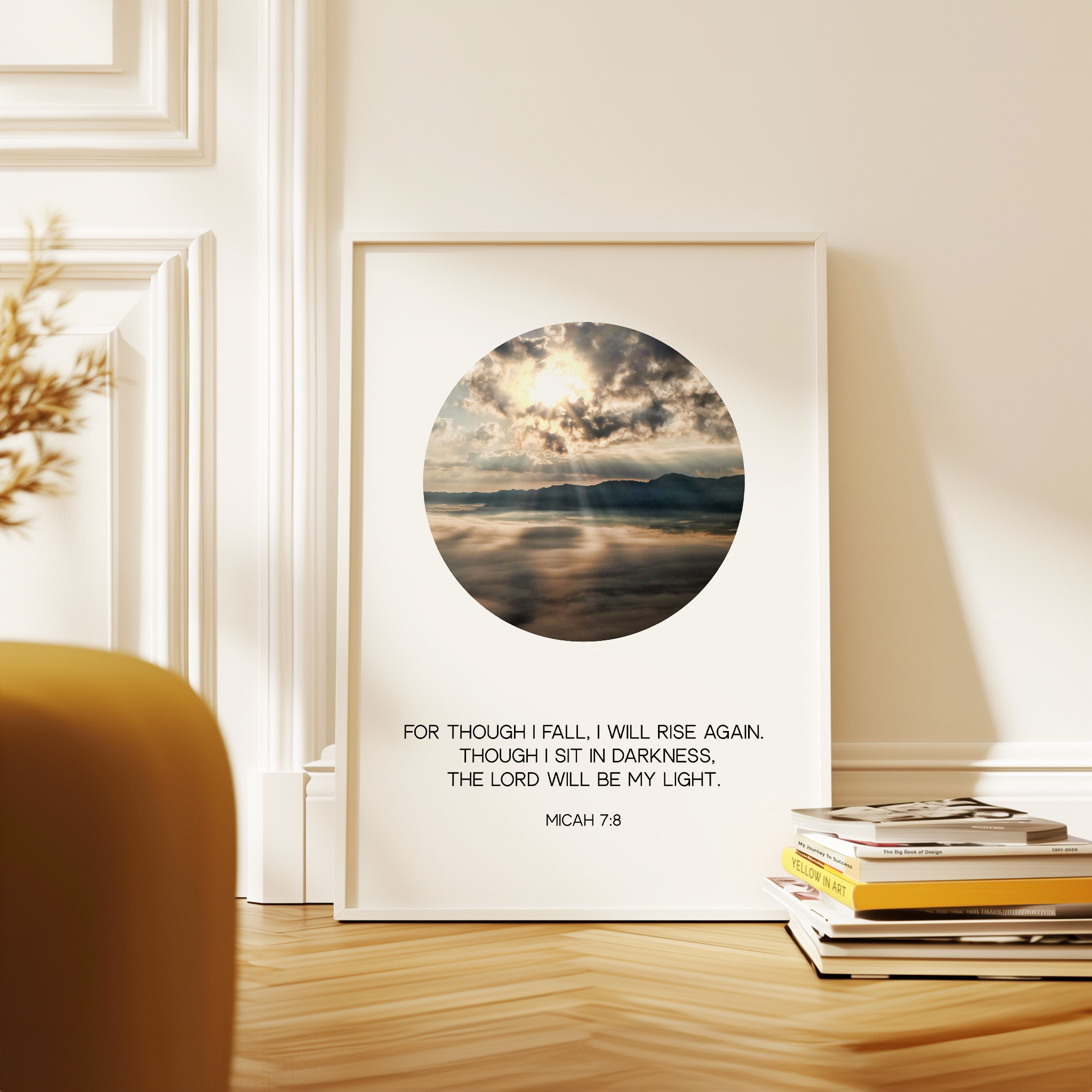 For though I fall, I will rise again. Though I sit in darkness, the Lord will be my light. • Micah 7:8 • Typography Art Print • Christian - Image 5