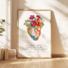 I Carry Your Heart With Me I Carry It In My Heart • E.E. Cummings Quote with Heart Flowers • Typography Art Print