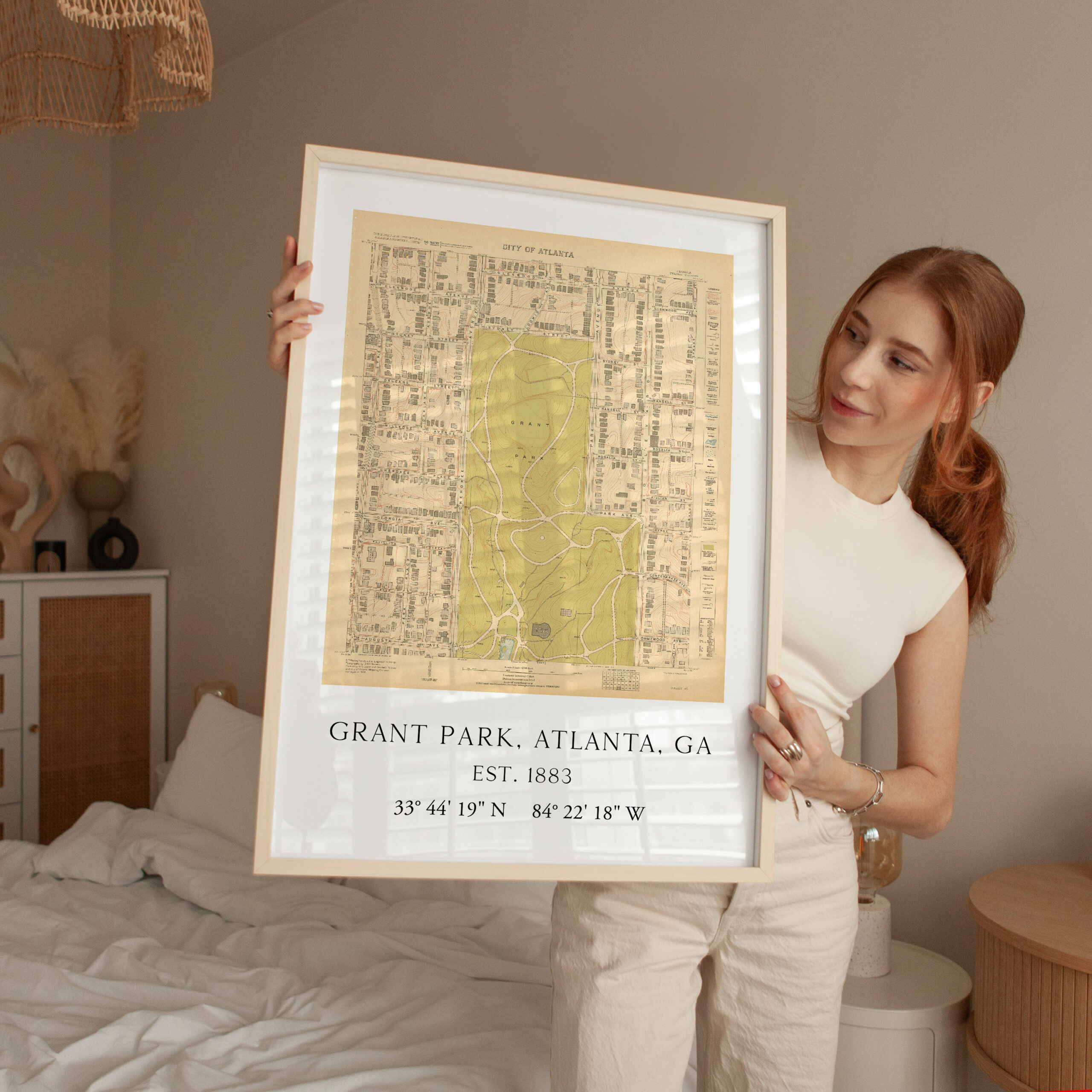 Grant Park, Atlanta, Georgia Vintage Map with GPS Coordinates Minimalist Art Print - Image 3