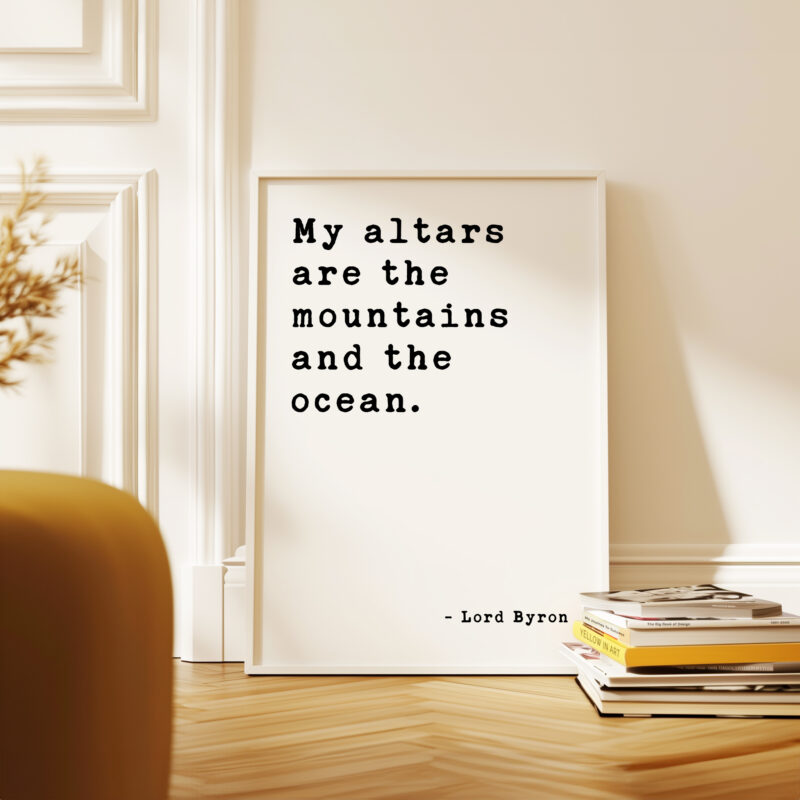 My altars are the mountains and the ocean. - Lord Byron Quote • Twilight Poem Typography Art Print - Image 4