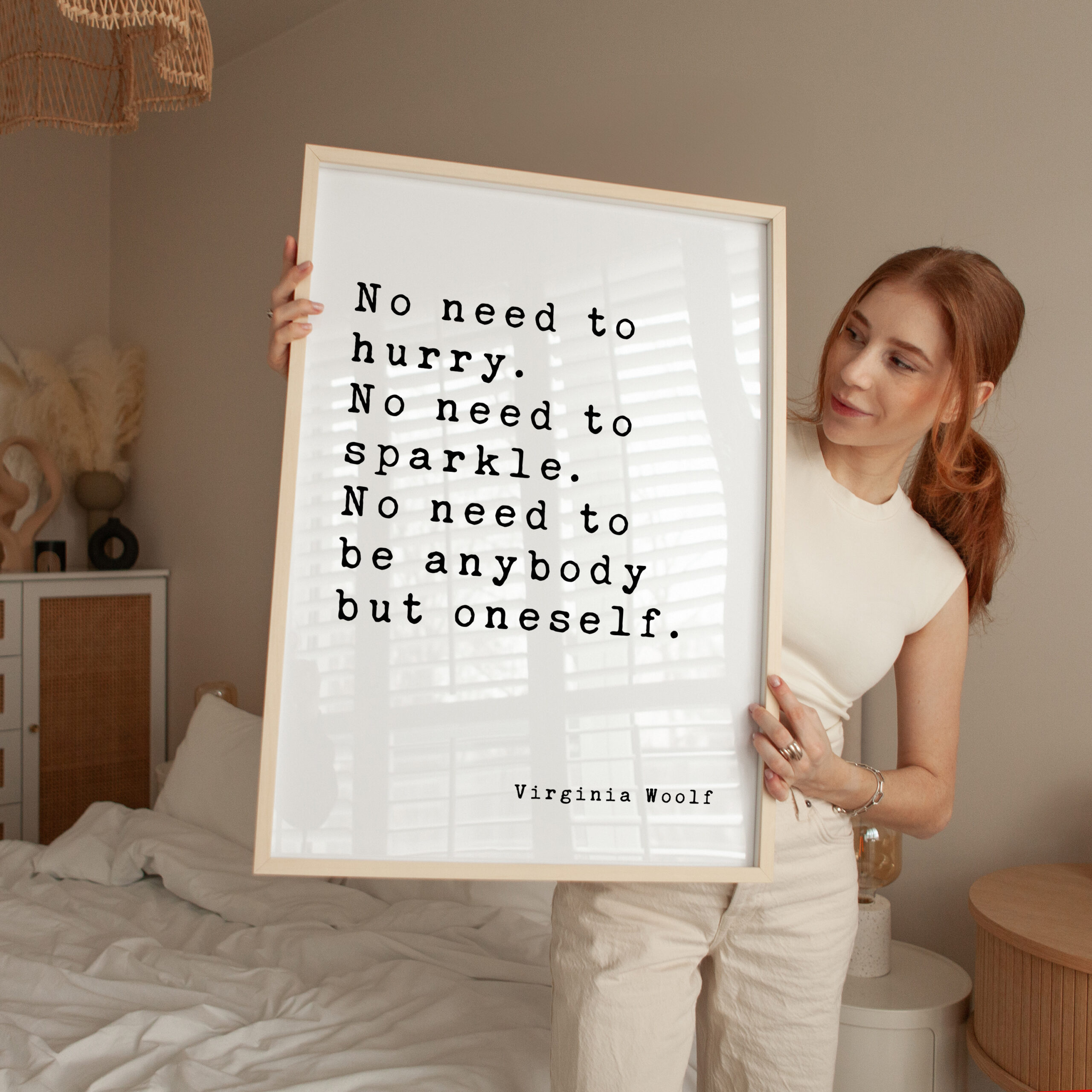 No need to hurry. No need to sparkle. No need to be anybody but oneself. - Virginia Woolf Quote Typography Art Print - Image 3