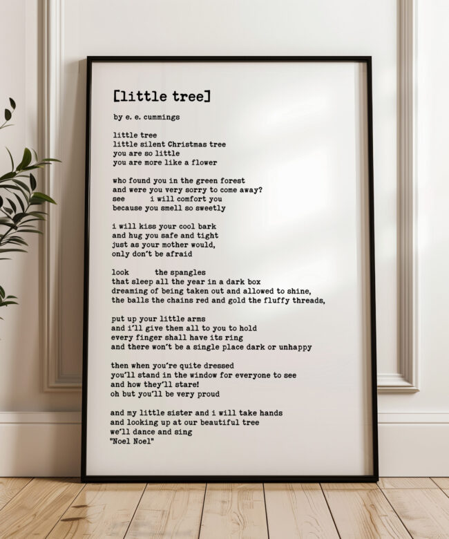 little tree by E.E. Cummings Poem Typography Art Print