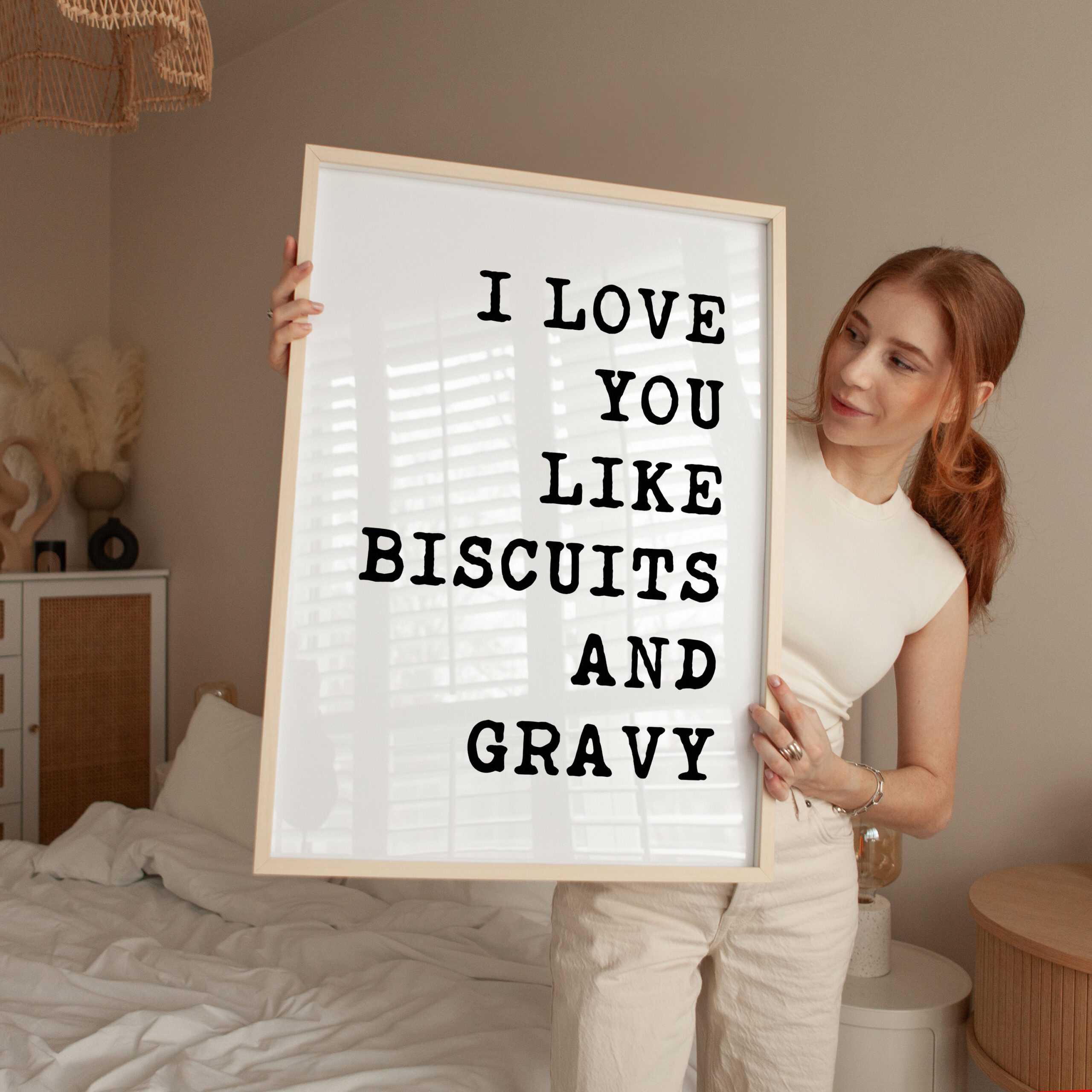 I Love You Like Biscuits and Gravy Typography Art Print - Image 4