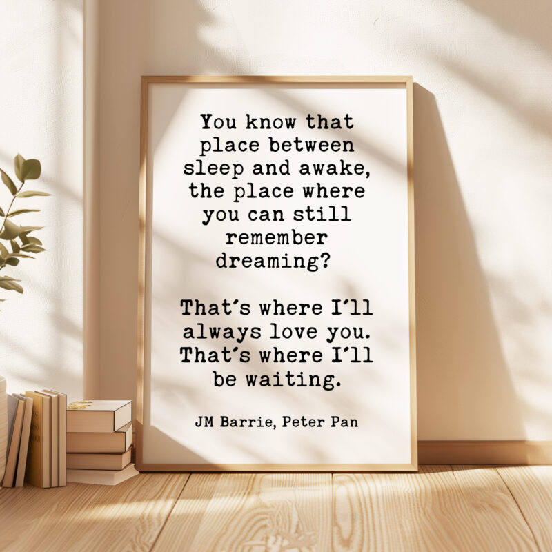 You know that place between sleep and awake, that place where you still remember dreaming? • JM Barrie • Peter Pan • Typography Art Print - Image 5
