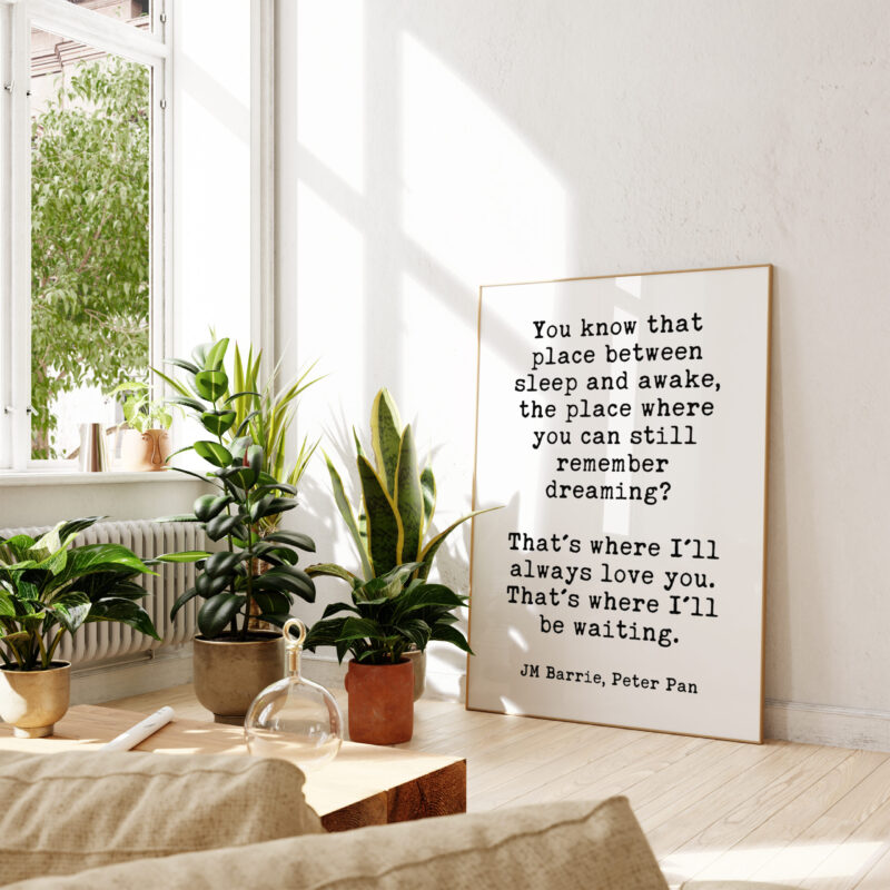 You know that place between sleep and awake, that place where you still remember dreaming? • JM Barrie • Peter Pan • Typography Art Print - Image 3
