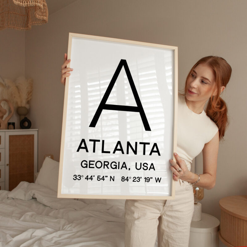 Atlanta Georgia with GPS Coordinates Typography Art Print - Image 3