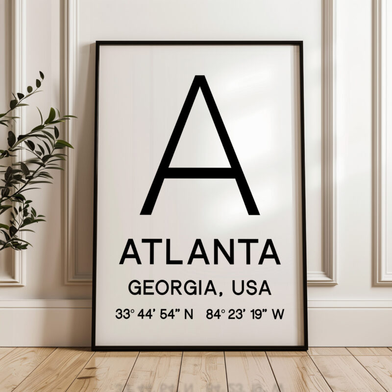 Atlanta Georgia with GPS Coordinates Typography Art Print - Image 4