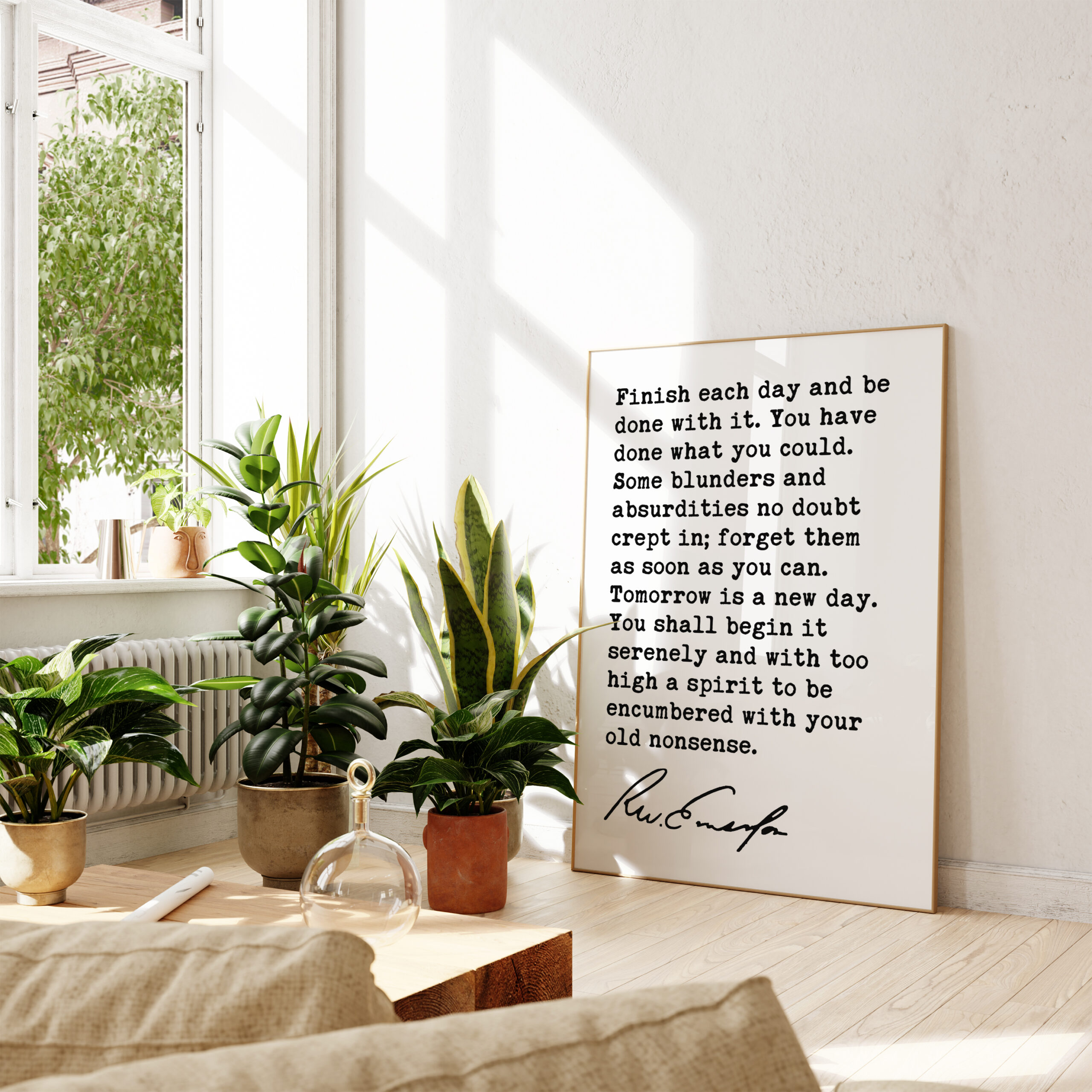 Ralph Waldo Emerson Quote - Finish each day and be done with it. You have done what you could. Typography Art Print - Image 4