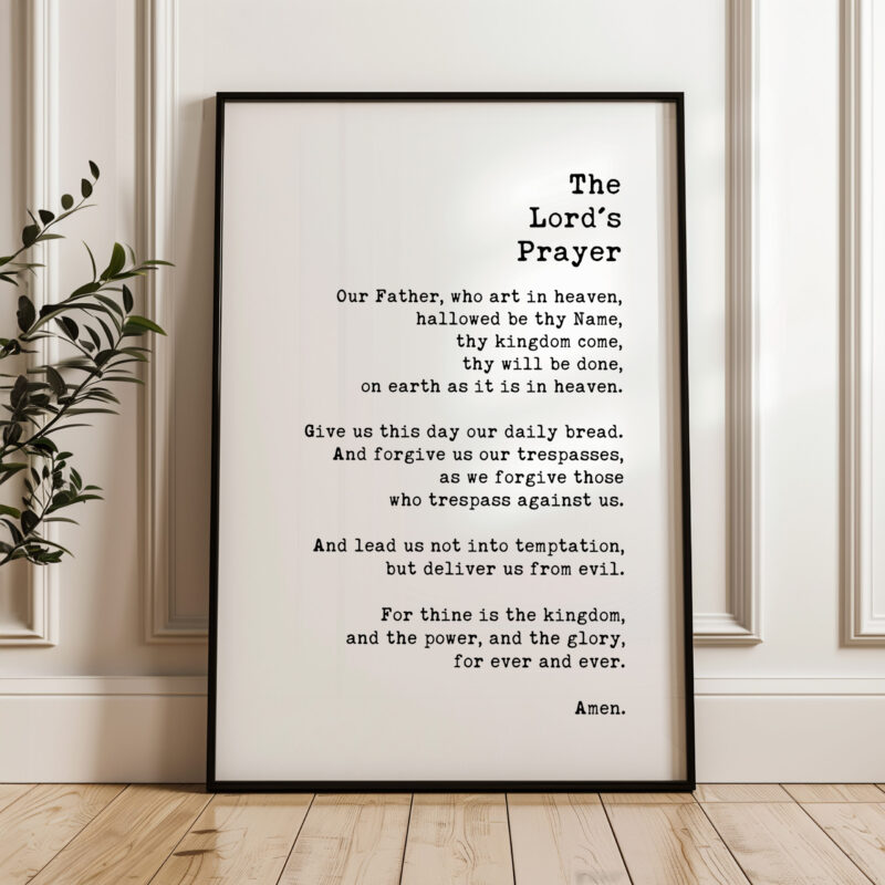 The Lord's Prayer Typography Art Print • Our Father, Who Art In Heaven, Hallowed Be Thy Name