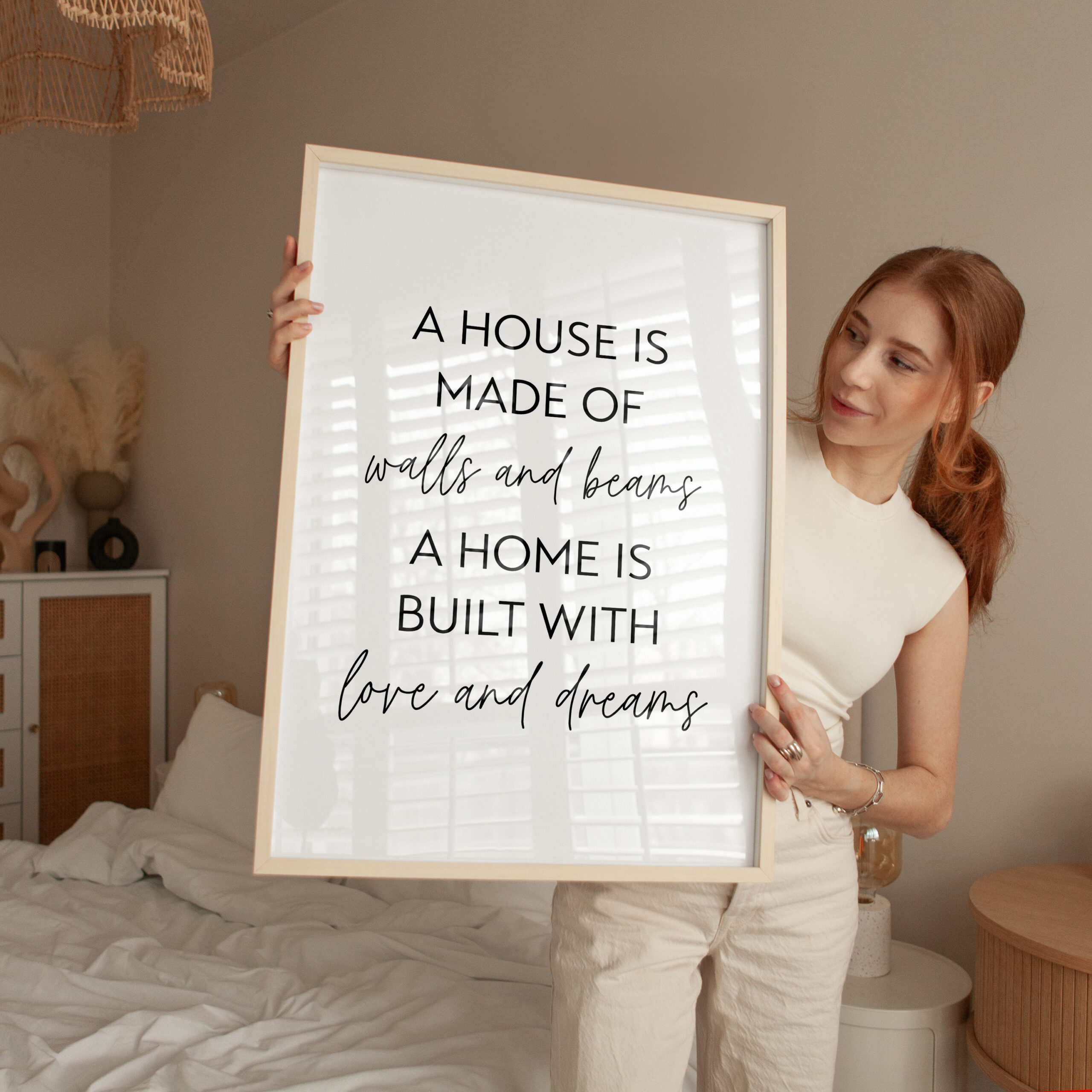 A House Is Made of Walls and Beams A Home is Built with Love and Dreams Typography Art Print - Image 3