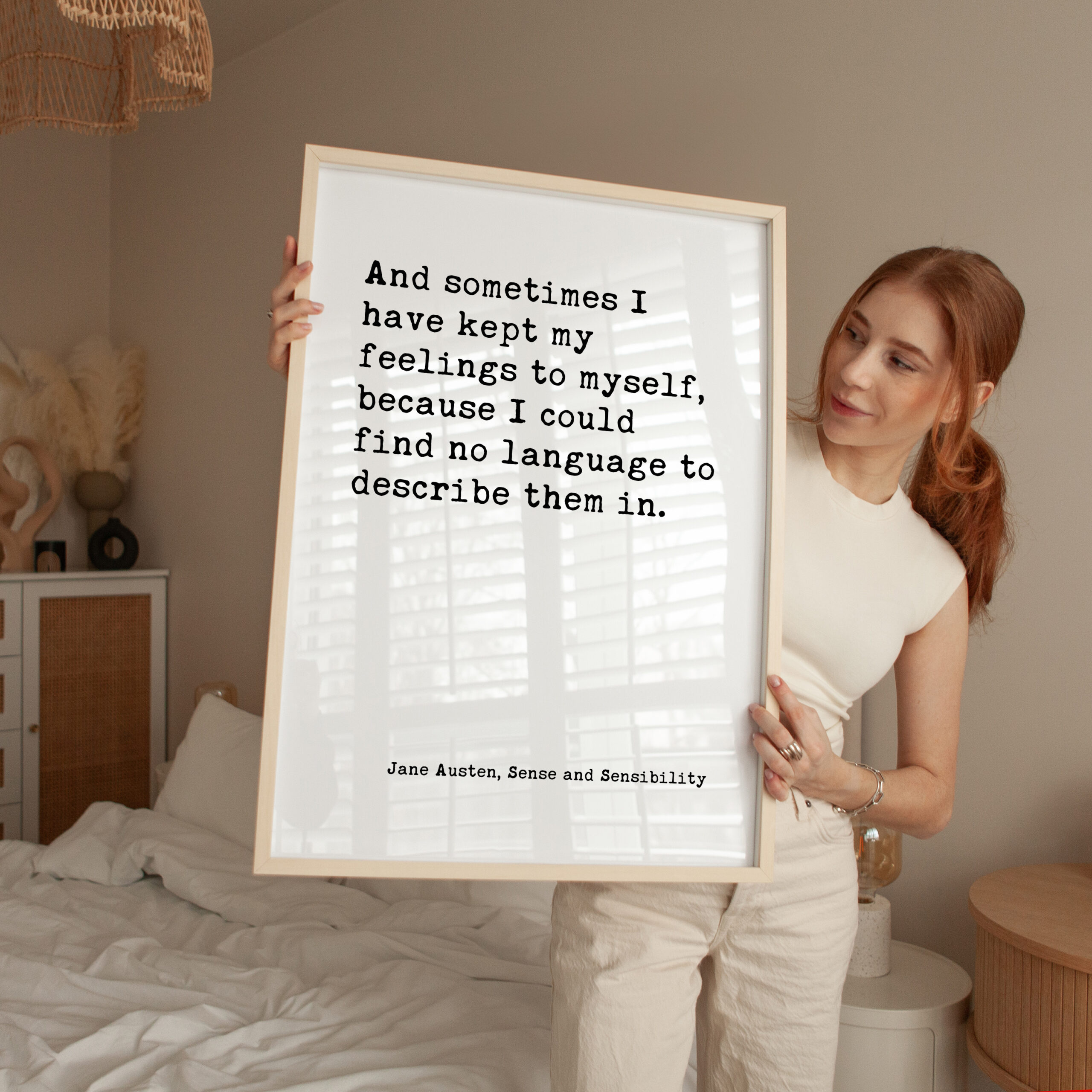 And sometimes I have kept my feelings to myself, because I could find no language to describe them in. ― Jane Austen Typography Art Print - Image 3