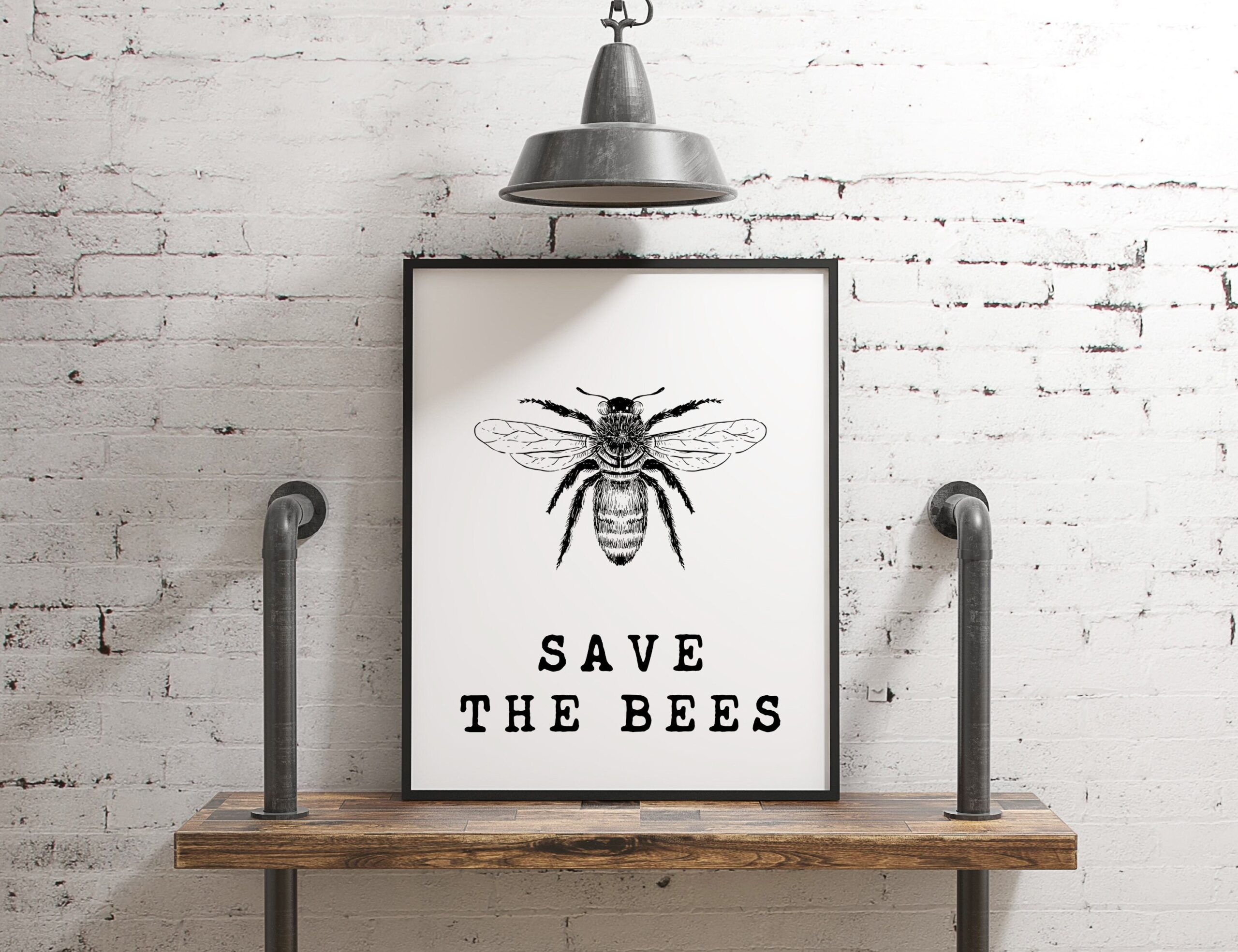 Save the Bees Wall Print - Kitchen Wall Decor - Bee Wall Art - Home Wall Decor - Minimalist Typography - Nature Wall Art | Bee Conservation - Image 2