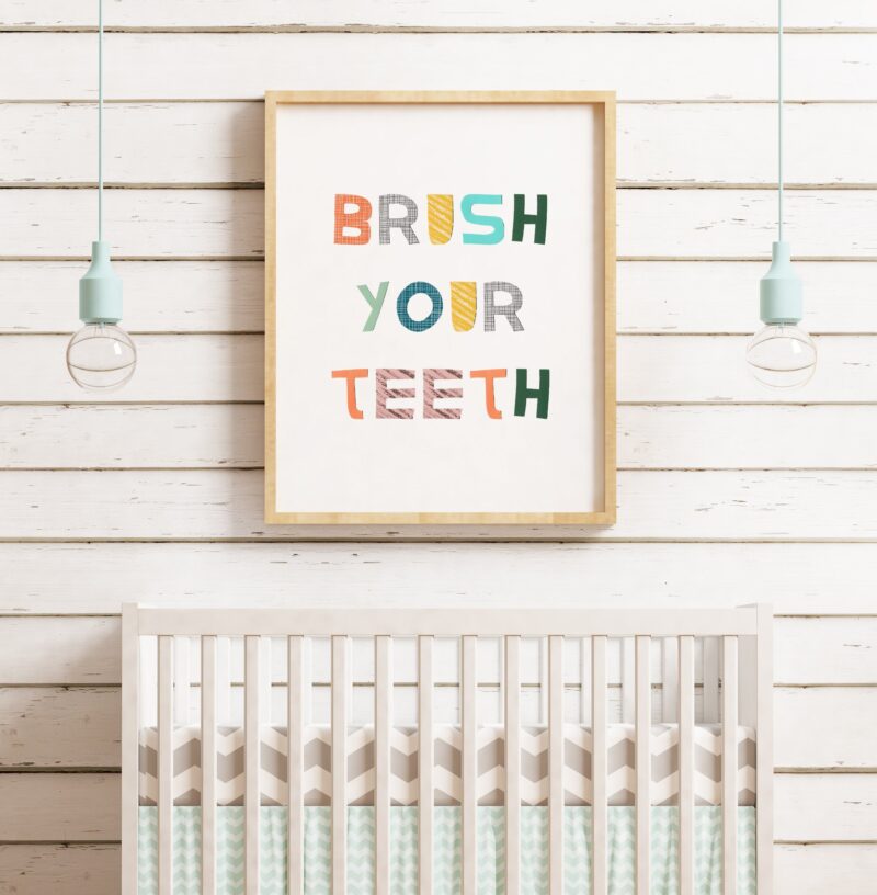 Brush Your Teeth Bathroom Wall Art, Childs Bathroom Art, Kids Bathroom Art, Children's Bathroom Wall Art, Bathroom Reminder - Image 2