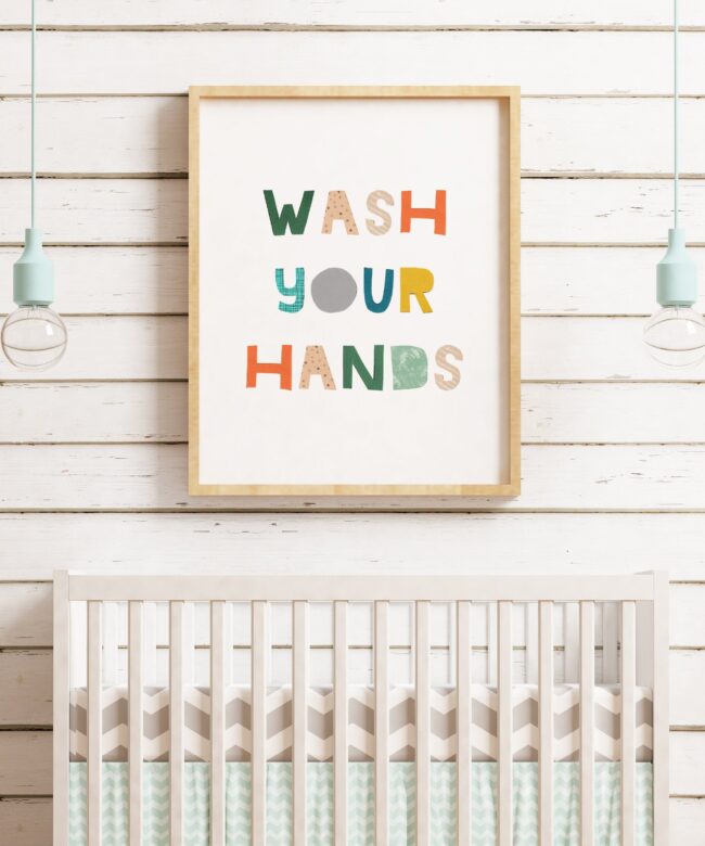 Wash Your Hands Bathroom Wall Art, Childs Bathroom Art, Kids Bathroom Art, Children's Bathroom Wall Art, Bathroom Reminder