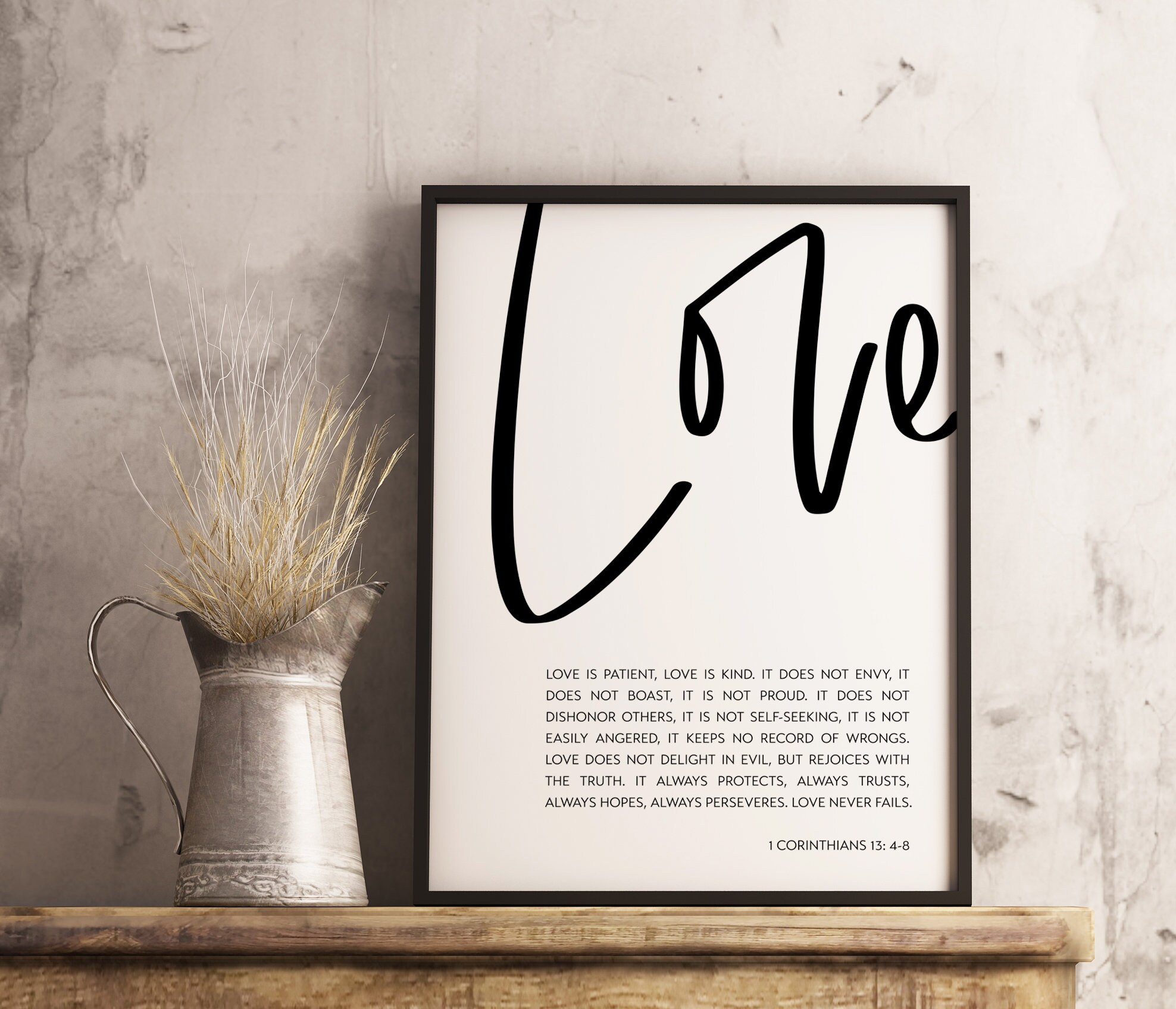 Love is Patient, Love is Kind. 1 Corinthians 13:4-8 Art Print (k) - Religious Scripture - Wedding Gift Quote - Bible Verse Art - Image 2