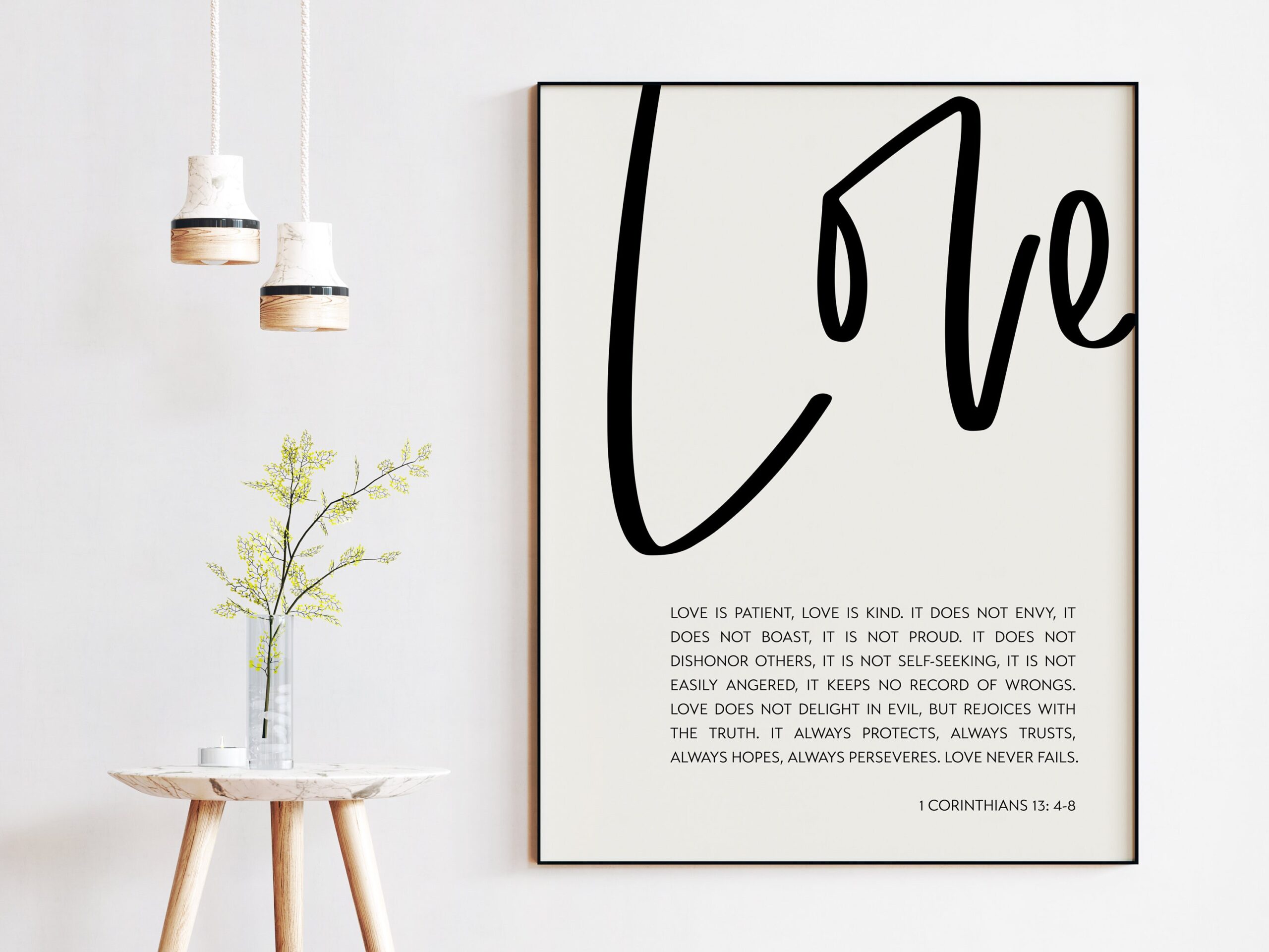 Love is Patient, Love is Kind. 1 Corinthians 13:4-8 Art Print (k) - Religious Scripture - Wedding Gift Quote - Bible Verse Art