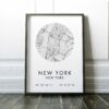 New York, NY City Street Map with GPS Coordinates Art Print - Office - Home Decor - Restaurant - Apartment - Condo - Typography