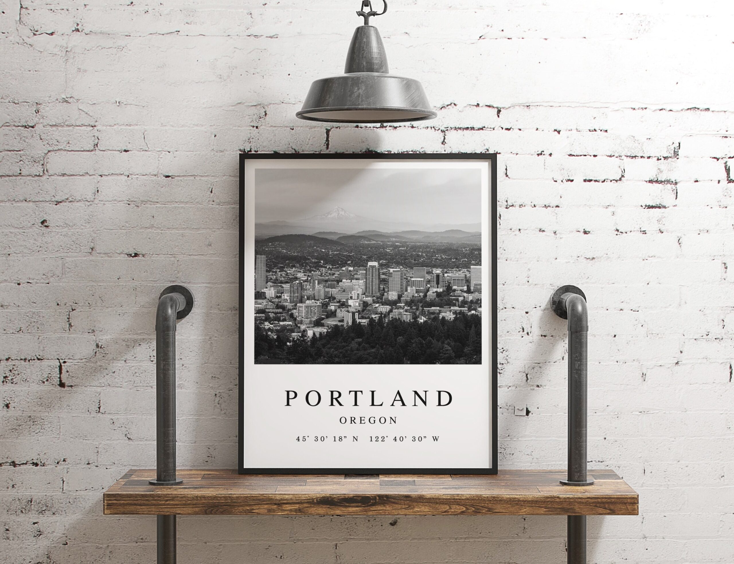 Portland Oregon Photo Print with GPS Coordinates, Portland Oregon Art, Portland Oregon Photo, Portland Oregon Print, Mt. Hood Print