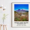 Mount Saint Helens Washington USA with GPS Coordinates Art Print - Travel - Hiking - Nature - Wildflowers - Explore - Photography