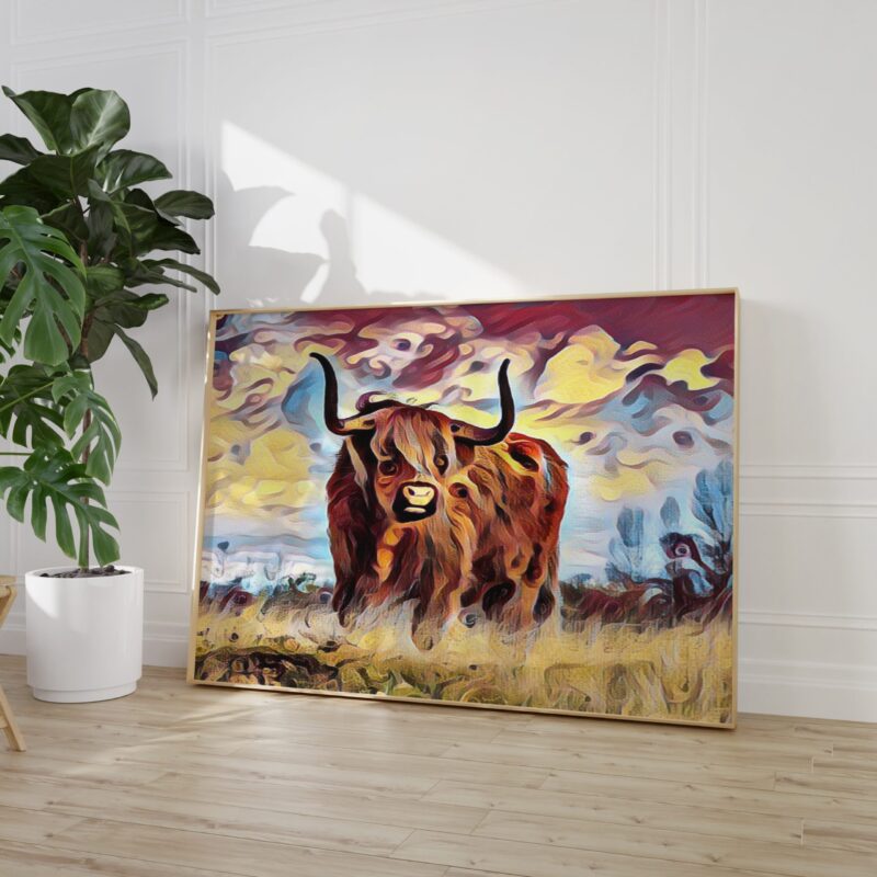 Highland Cow Digitally Created Pop Art Print - Farmhouse - Wall Decor - Kitchen - Living Room - Nursery - Colorful Art - Image 3
