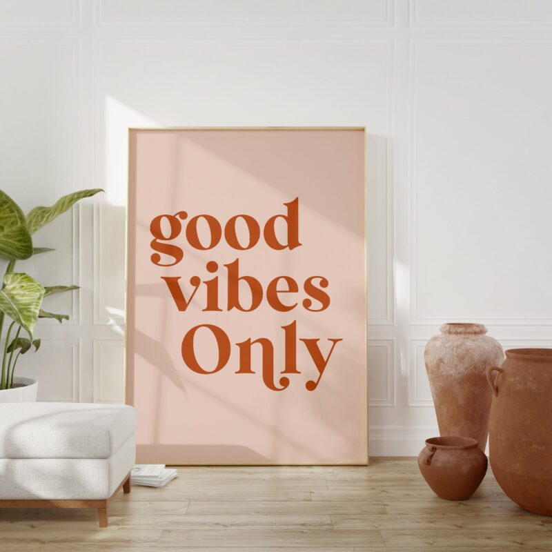 Good Vibes Only Typography Boho Art Print - Inspirational - Motivational - Affirmation - Manifest - Dorm Room | Entrepreneur - Image 2