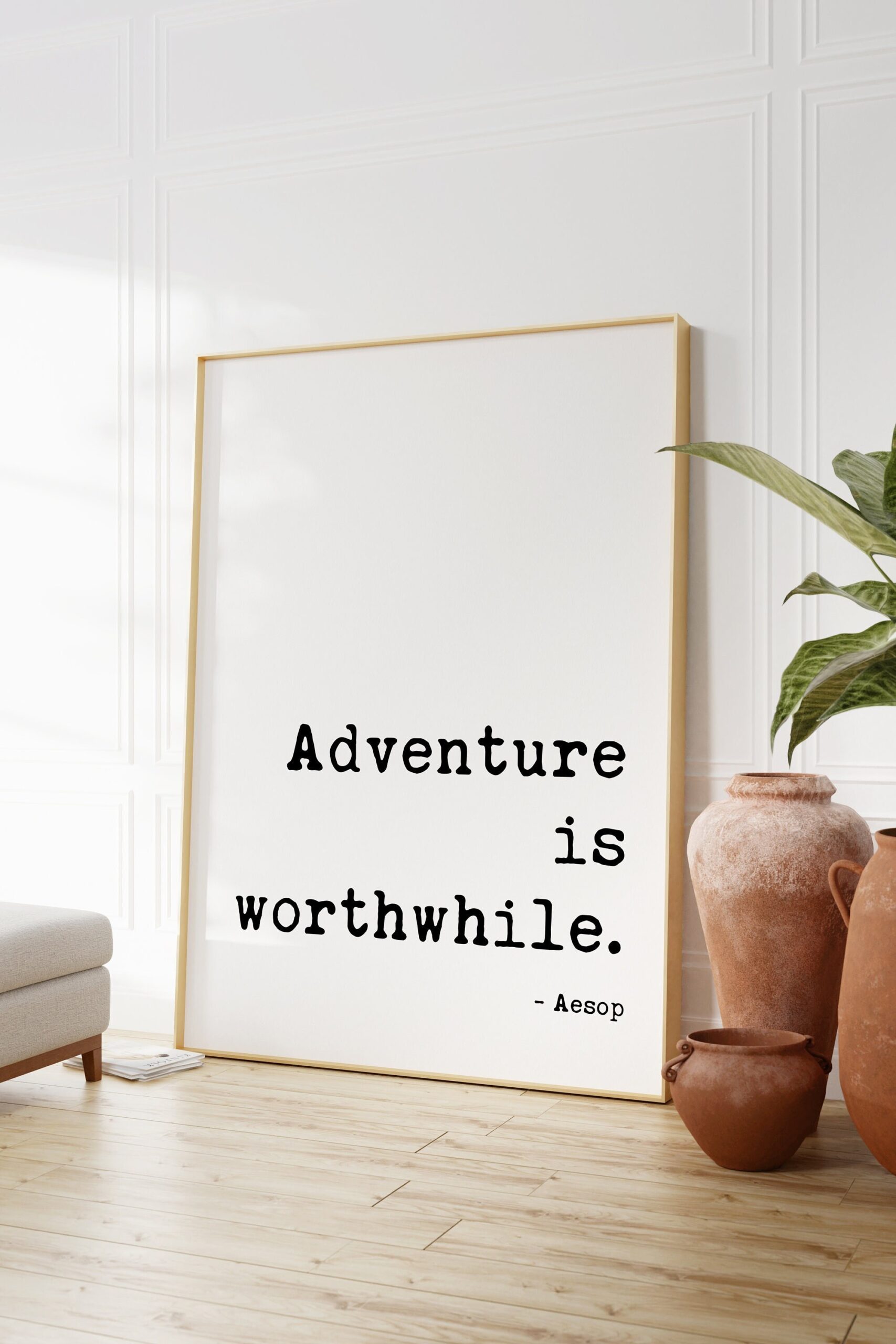 Aesop Quote - Adventure is Worthwhile. Typography Art Print Travel Quotes - Personal Growth - Wisdom