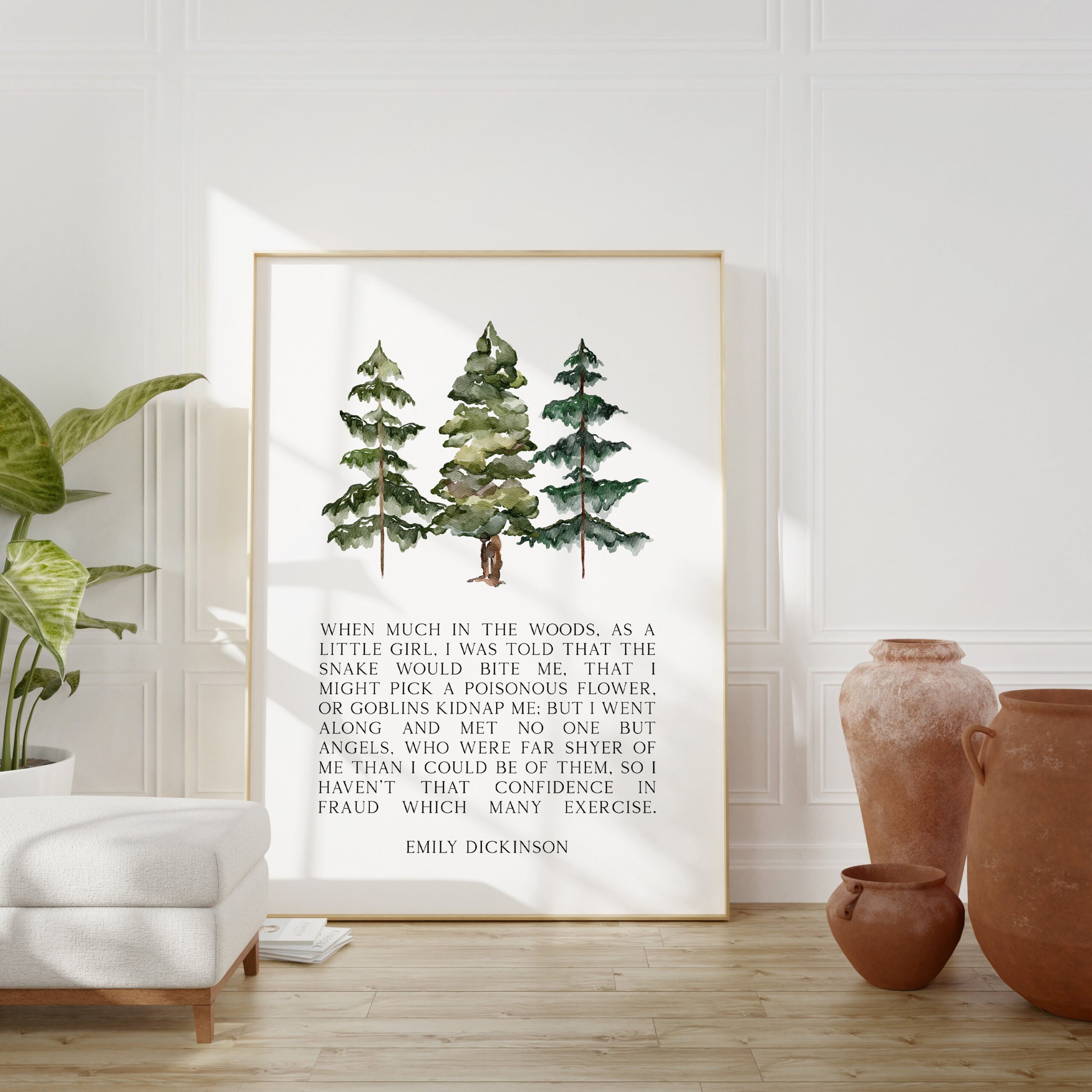 Emily Dickinson Quote - When much in the woods, as a little girl... Typography Art Print - Encouragement - Inspirational - Hiker