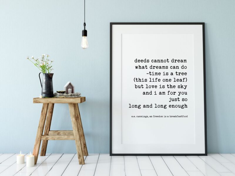 Deeds Cannot Dream What Dreams Can Do -Time is a Tree – ee cummings - Typography Print - Home Wall Decor - Image 3