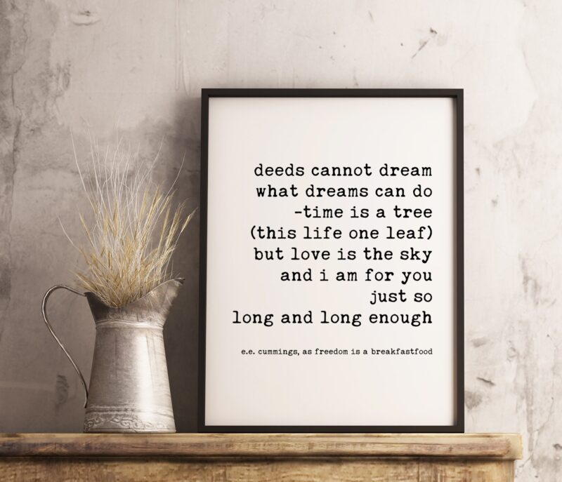 Deeds Cannot Dream What Dreams Can Do -Time is a Tree – ee cummings - Typography Print - Home Wall Decor - Image 2