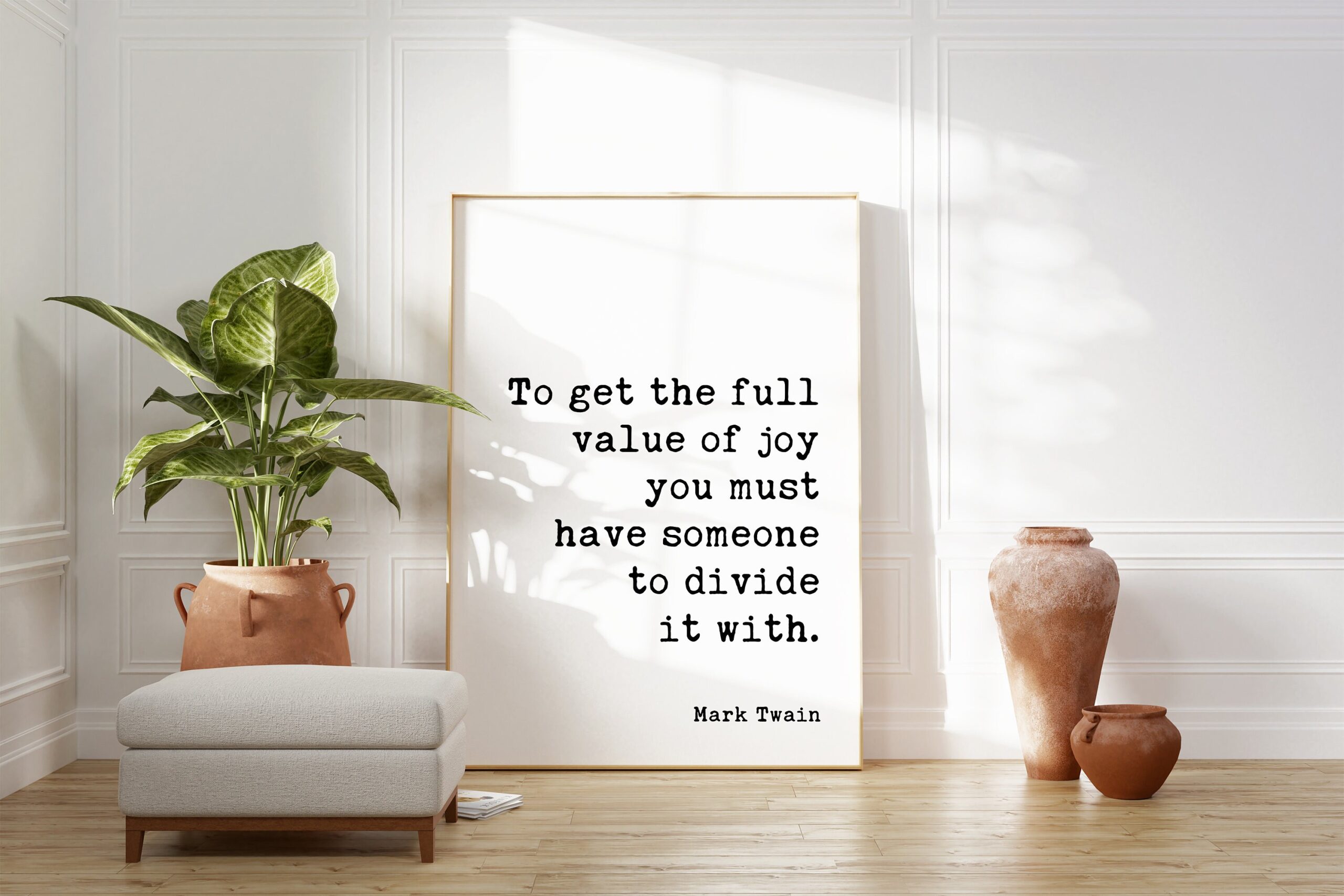 Mark Twain Quote - To get the full value of joy you must have someone to divide it with. Typography Art Print - Love - Wedding - Anniversary - Image 3