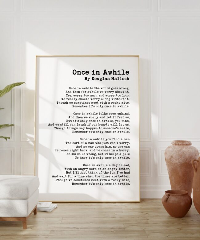 Once in Awhile Poem by Douglas Malloch - Classic Poetry  - Typography Art Print - Inspirational Poem - Encouragement -  Affirmation