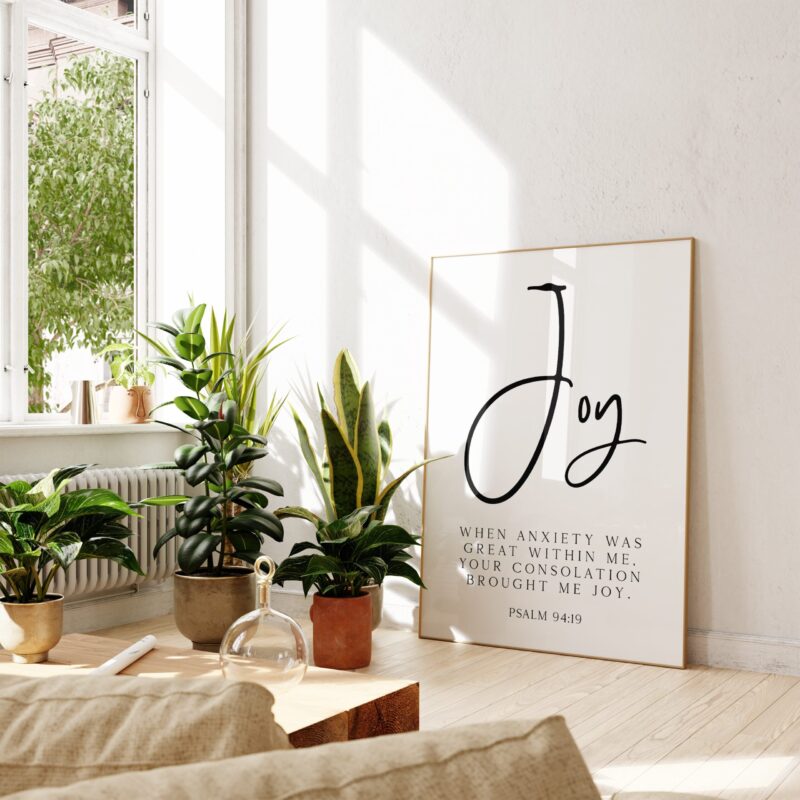 Psalm 94:19 - Joy - When Anxiety Was Great Within Me... Typography Wall Art Print -  Christian Gift Idea - Scripture - Inspirational - Image 3