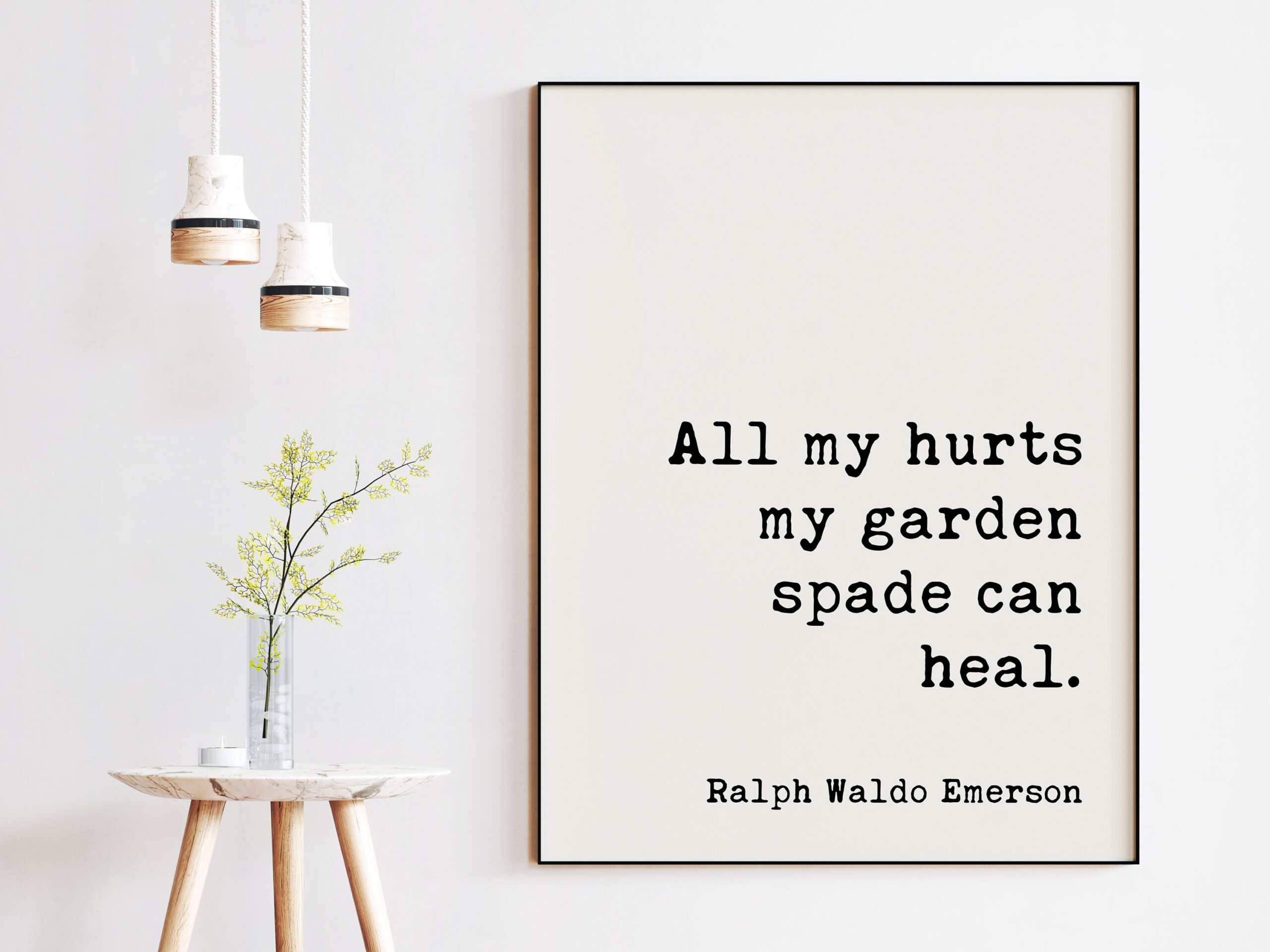 All my hurts my garden spade can heal.- Ralph Waldo Emerson Quote - Typography Art Print - Image 4