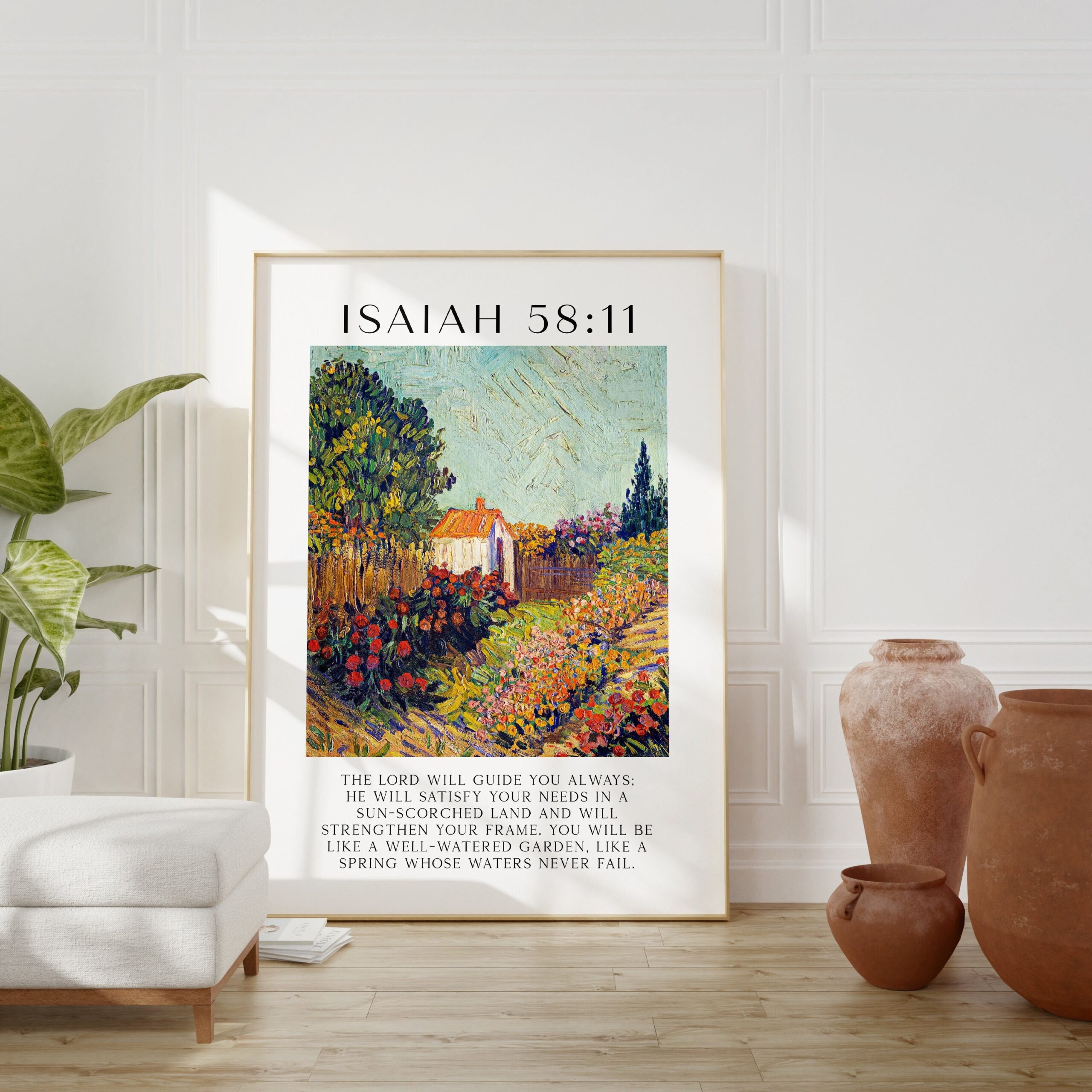 Isaiah 58:11 - The Lord will guide you always; he will satisfy your needs ... Art Print - Featuring Landscape 1925-1928 - Vincent Van Gogh