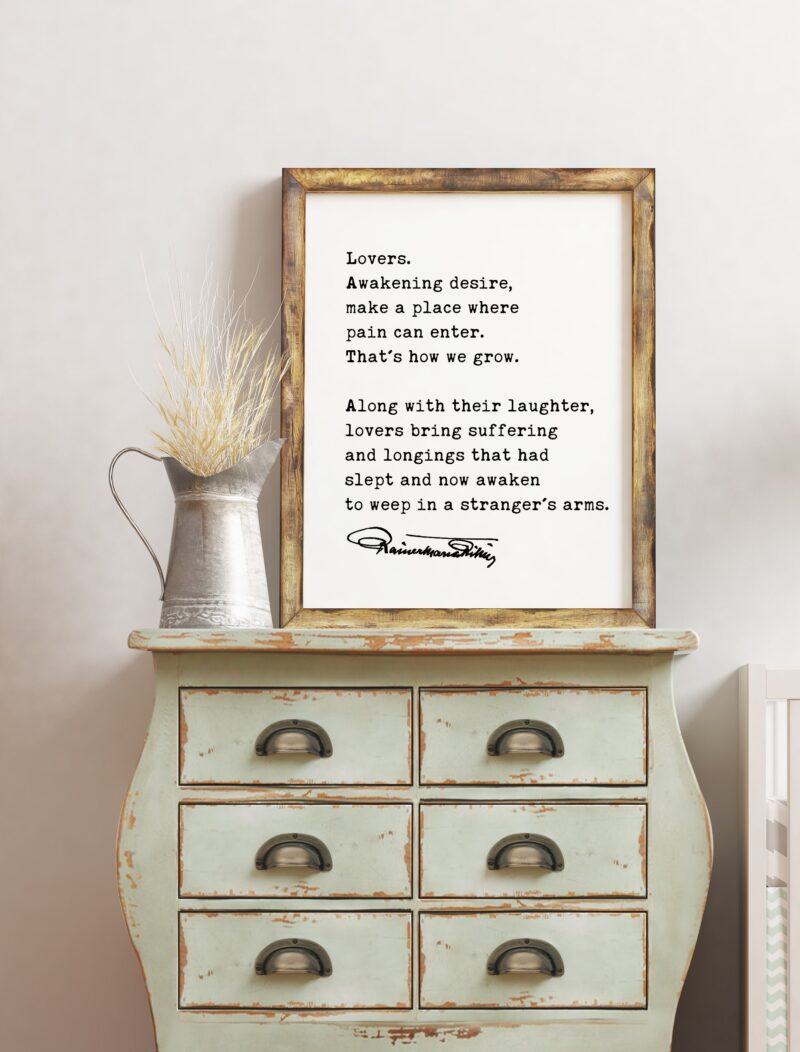 Rainer Maria Rilke Quote - Lovers Awakening Desire Art Print - Love Quotes Art - Wedding Gifts - Image 2