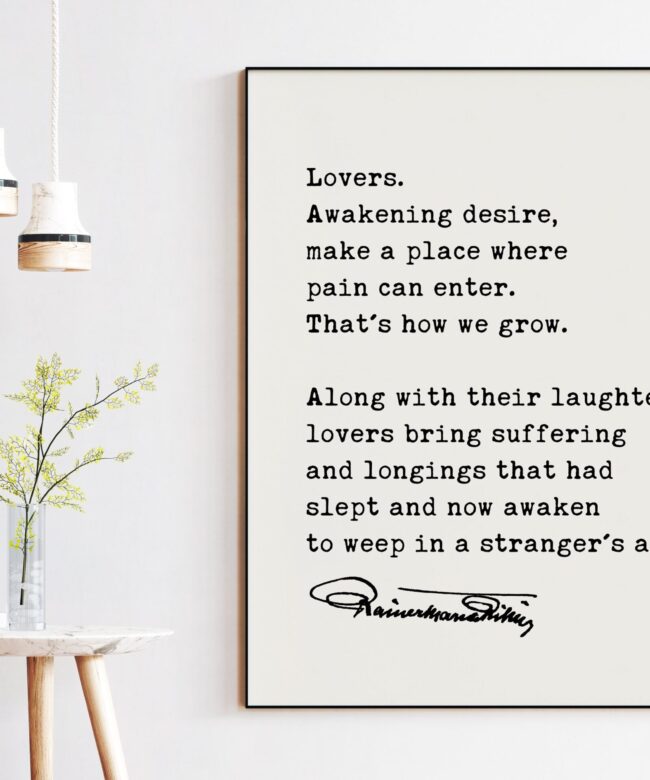 Rainer Maria Rilke Quote - Lovers Awakening Desire Art Print - Love Quotes Art - Wedding Gifts