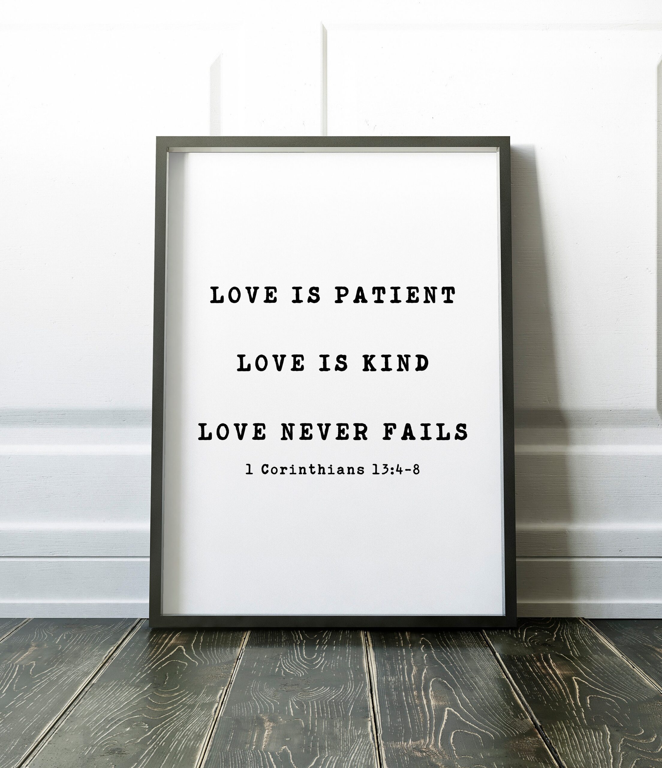 Love Never Fails, Love is Patient, Love is Kind. 1 Corinthians 13:4-8, Bible Verse, Scripture Art, Wedding Quotes Art, Wedding Gift Art - Image 3
