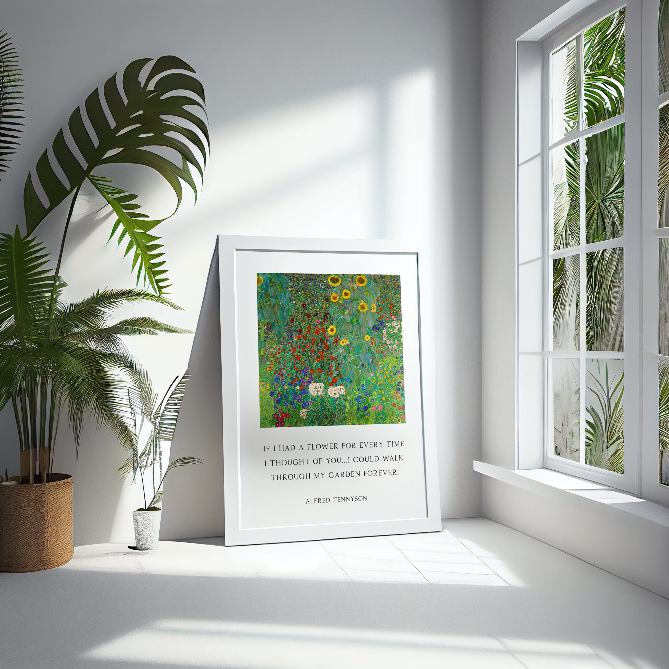 Alfred Tennyson Quote - If I Had a Flower for Every Time I Thought of You Typography Wall Art - Gustav Klimt's Farm Garden with Sunflowers - Image 3