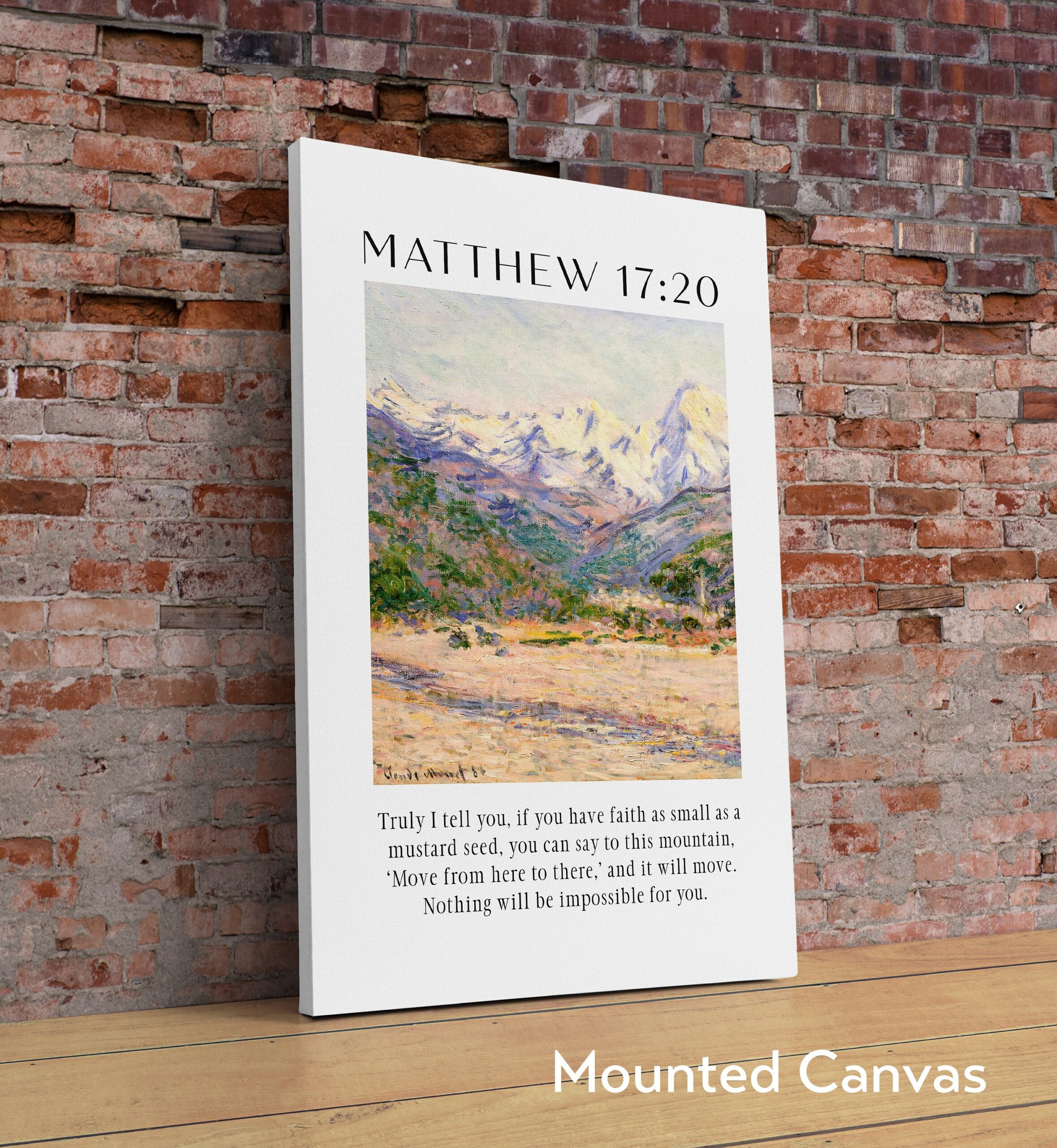 Matthew 17:20 Faith as Small as a Mustard Seed Art Print with Claude Monet The Valley of the Nervia Painting - Bible Verse - Christian - Image 2
