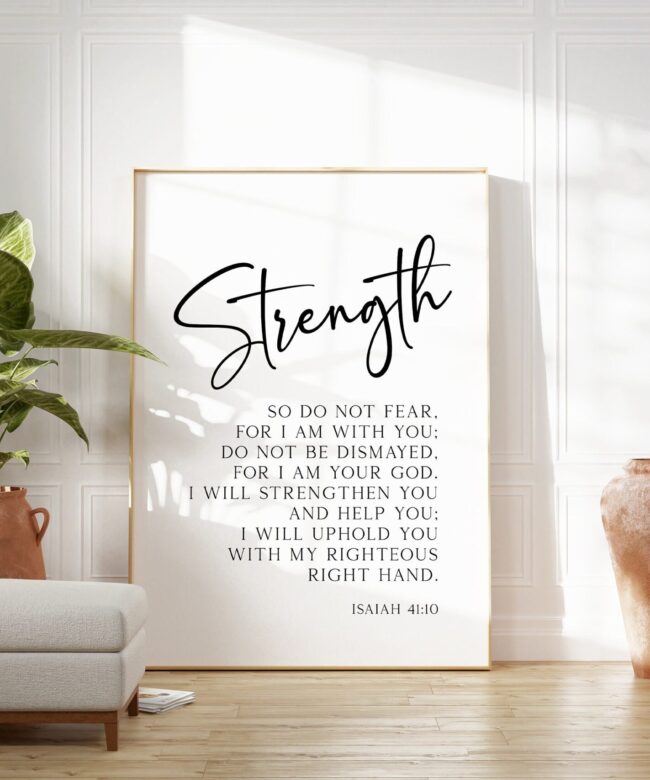 Isaiah 41:10 Typography Art Print - Inspirational Bible Verse - Home Decor - So do not fear, for I am with you.