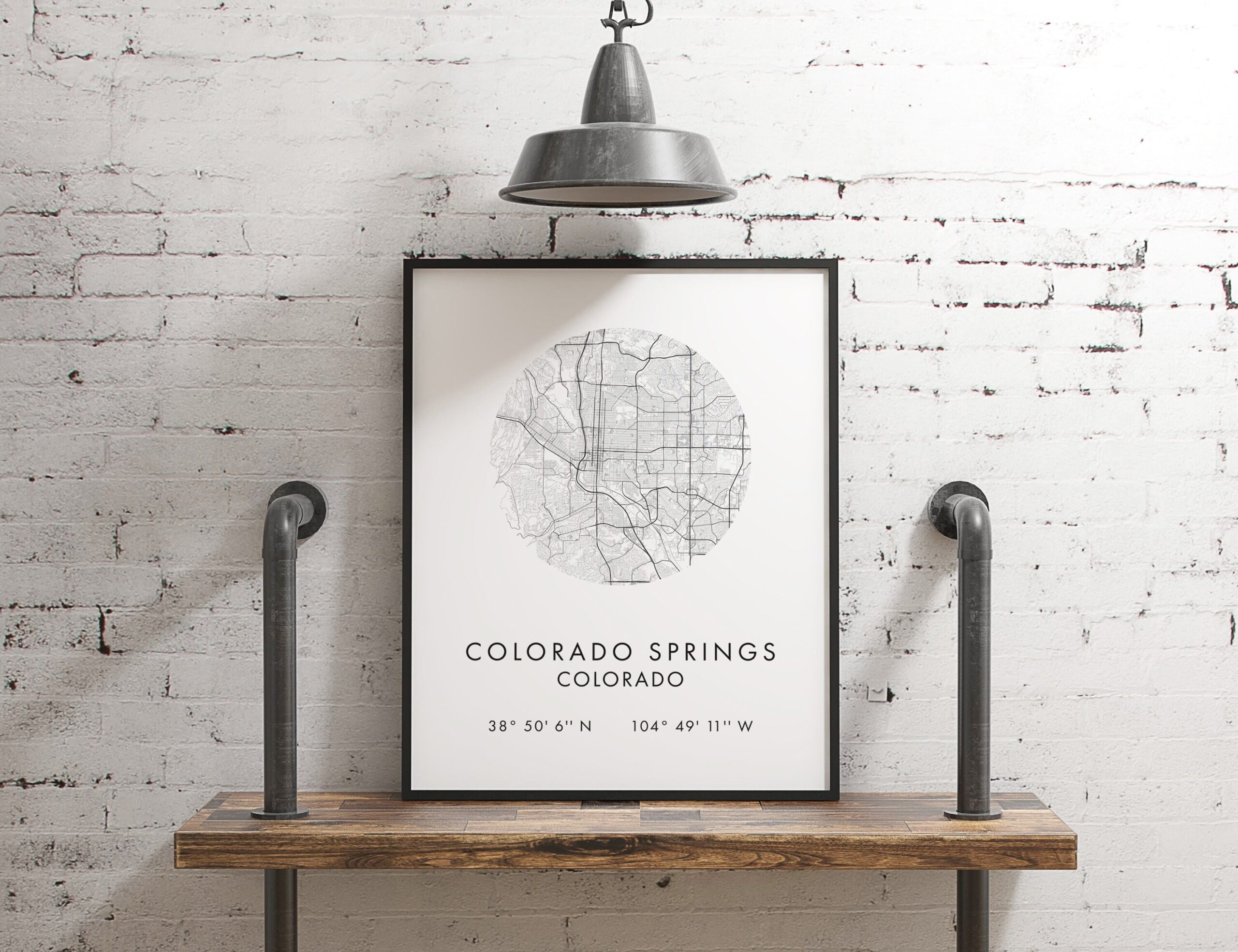 Colorado Springs, Colorado City Street Map with GPS Coordinates Art Print - Office - Home Decor - Restaurant - Apartment - Condo - Image 2
