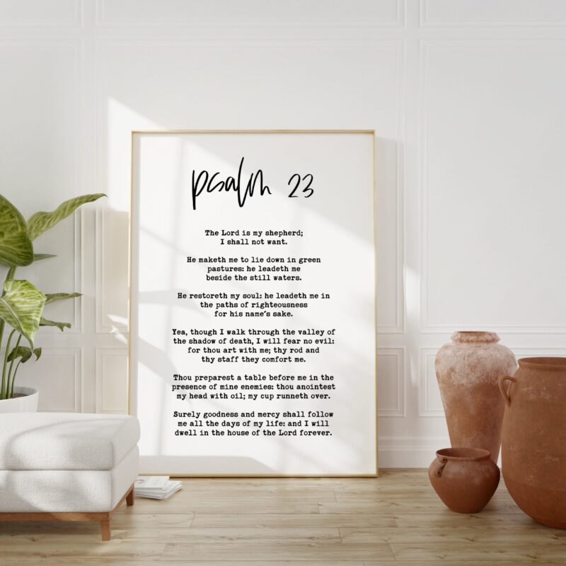 Psalm 23 The Lord Is My Shephard I Shall Not Want ... My Cup Runneth Over Typography Art Print - Christian - Scripture - Image 3