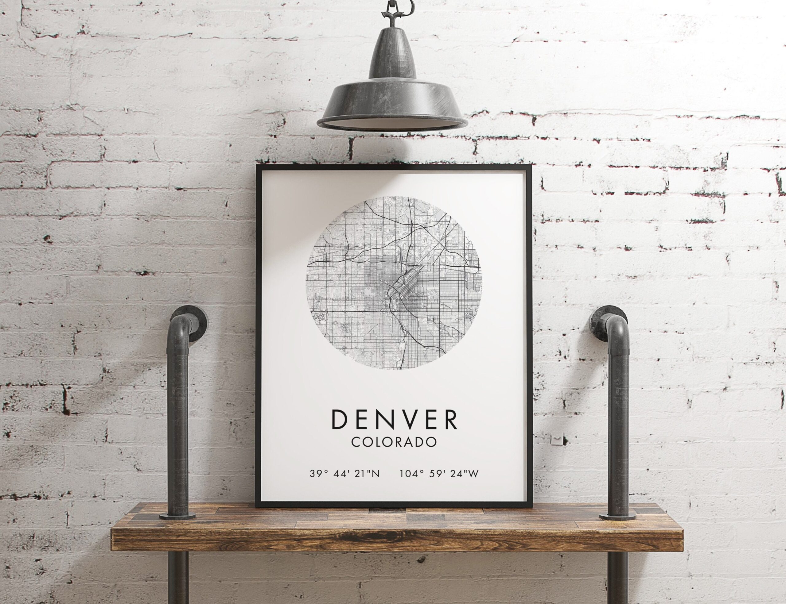 Denver, Colorado City Street Map with GPS Coordinates Art Print - Office - Home Decor - Restaurant - Apartment - Condo - Typography - Image 2