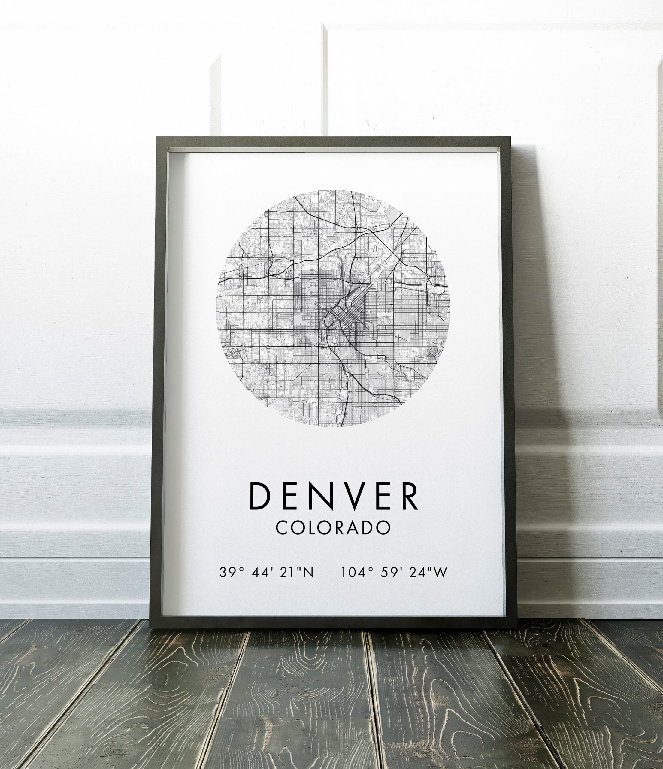 Denver, Colorado City Street Map with GPS Coordinates Art Print - Office - Home Decor - Restaurant - Apartment - Condo - Typography