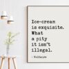 Voltaire Quote Ice-cream is exquisite. What a pity it isn't illegal. Art Print - Ice Cream Lovers -  Kitchen and Dining Art - Foodie