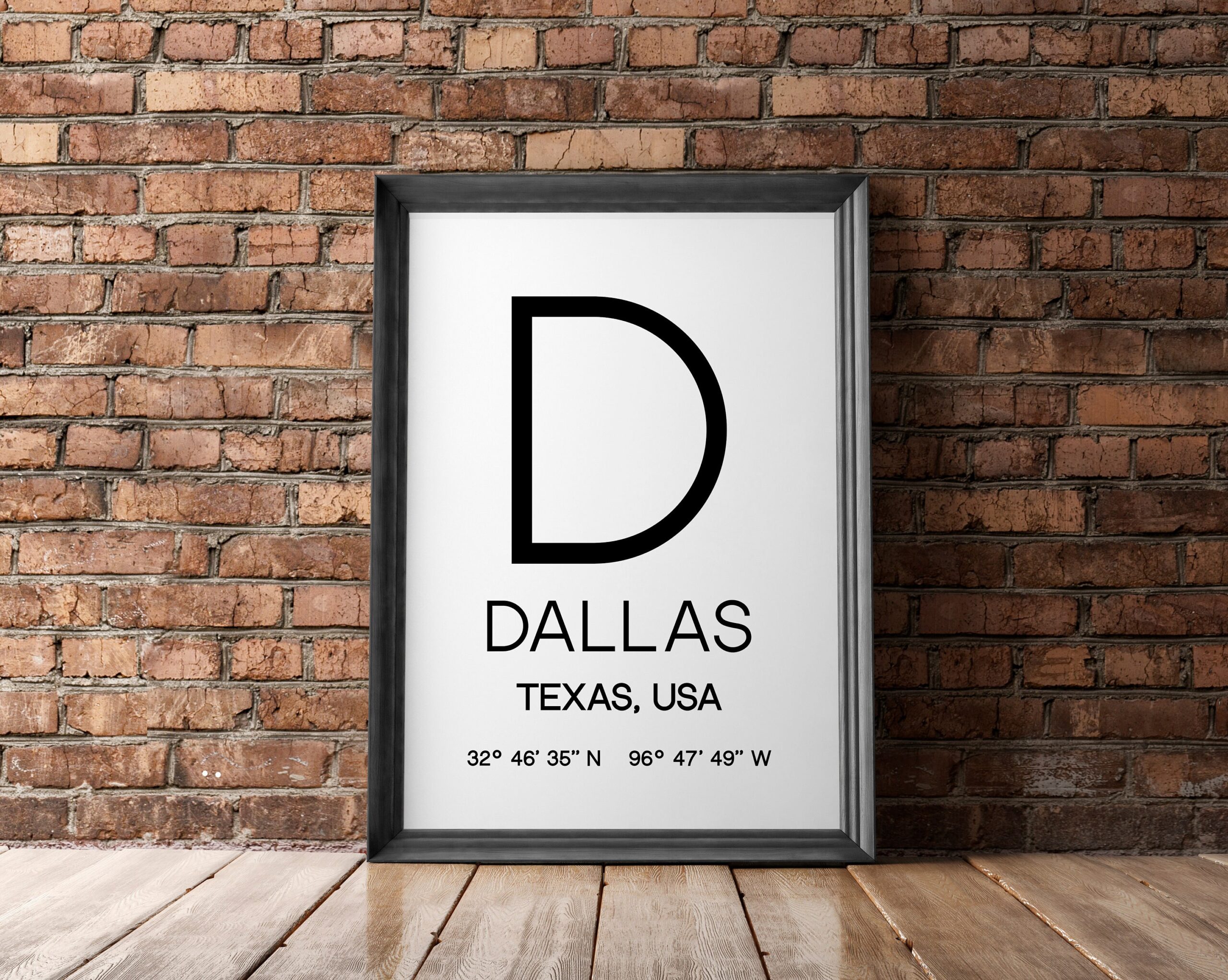 Dallas Texas with GPS Coordinates Typography Art Print - Office - Home Decor - Restaurant - Apartment - Condo - Typography - Image 3