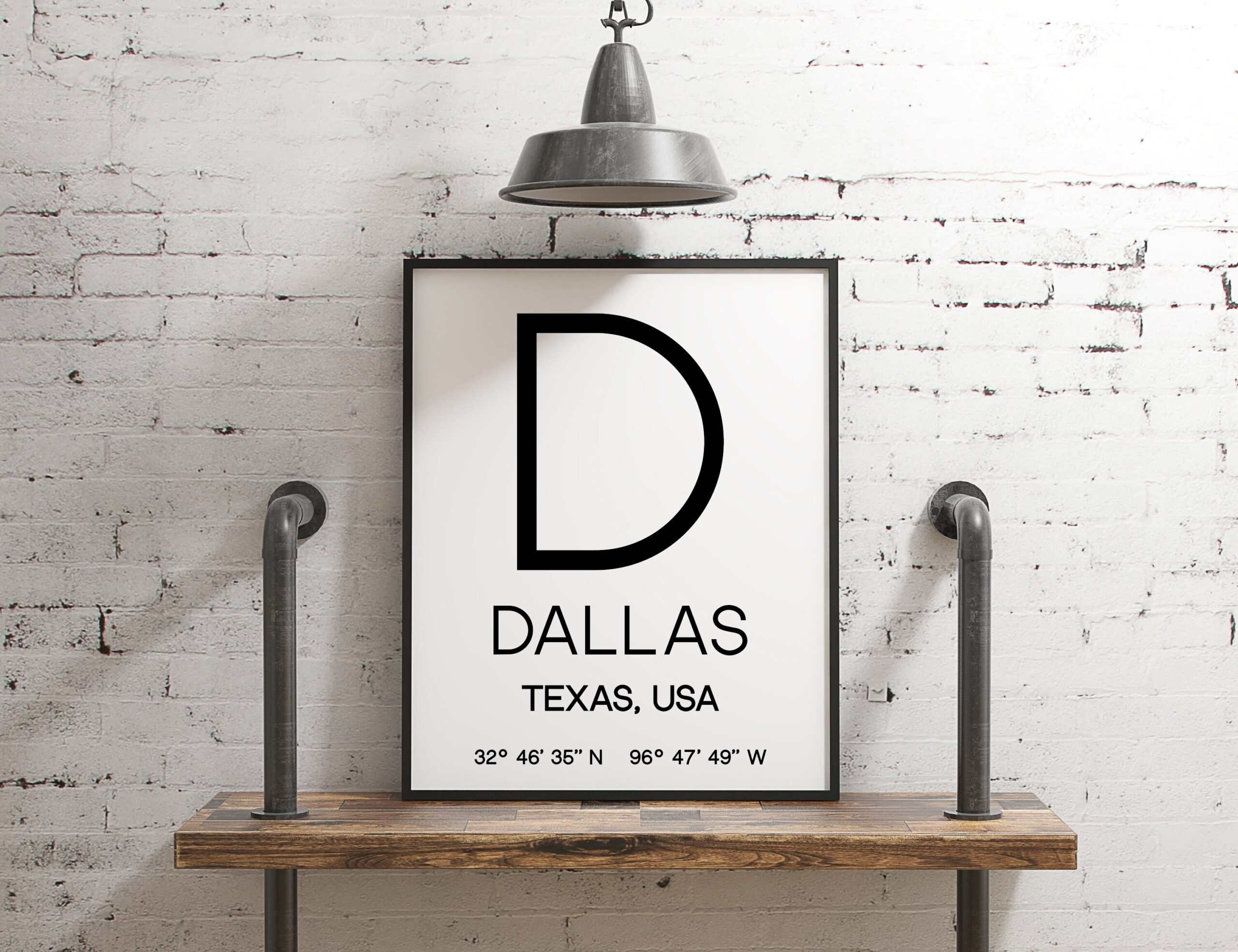 Dallas Texas with GPS Coordinates Typography Art Print - Office - Home Decor - Restaurant - Apartment - Condo - Typography - Image 2