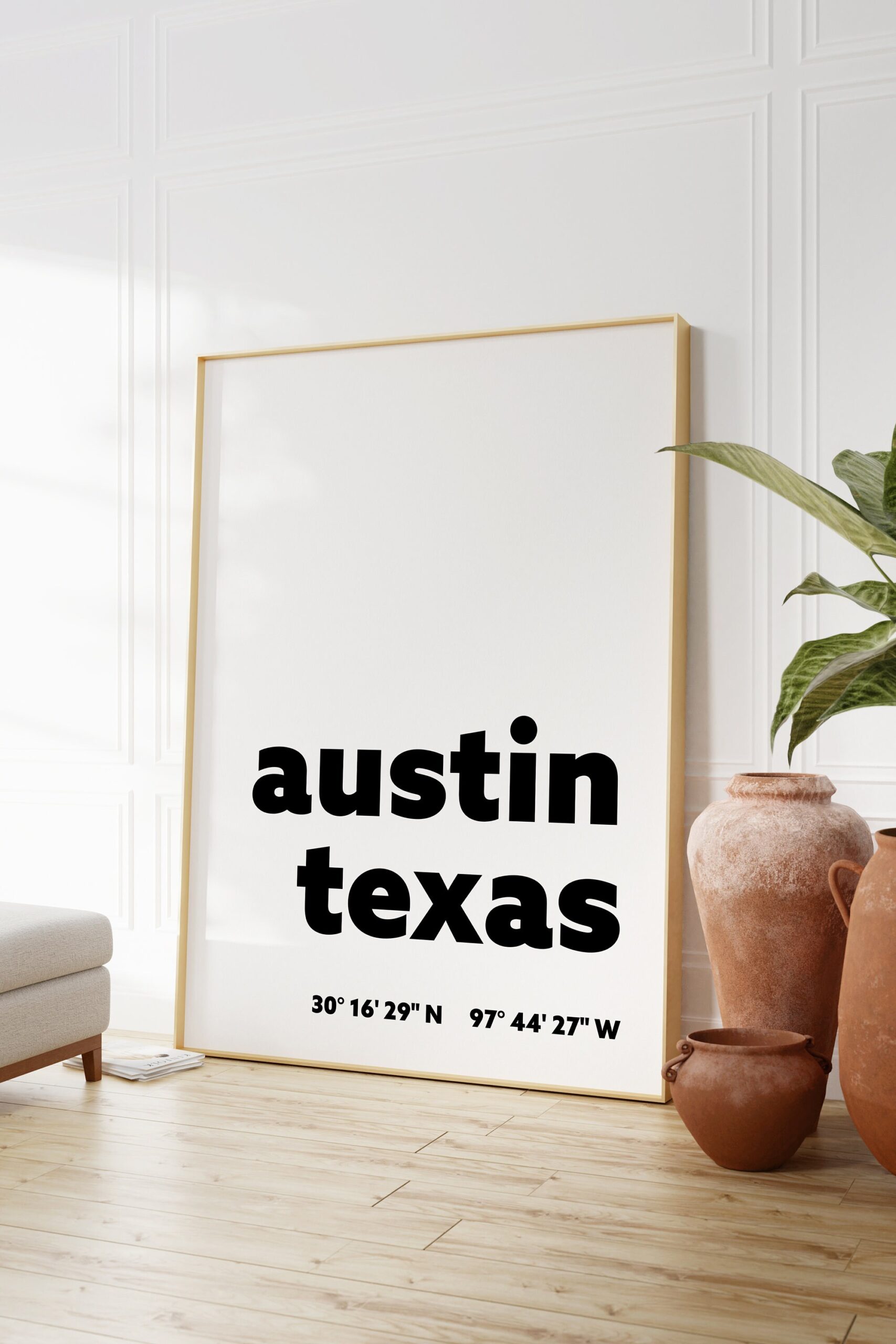 Austin Texas Minimalist GPS Typography Modern Art Print - Office Decor - Restaurant - Bar - Living Room - Dorm - Image 3