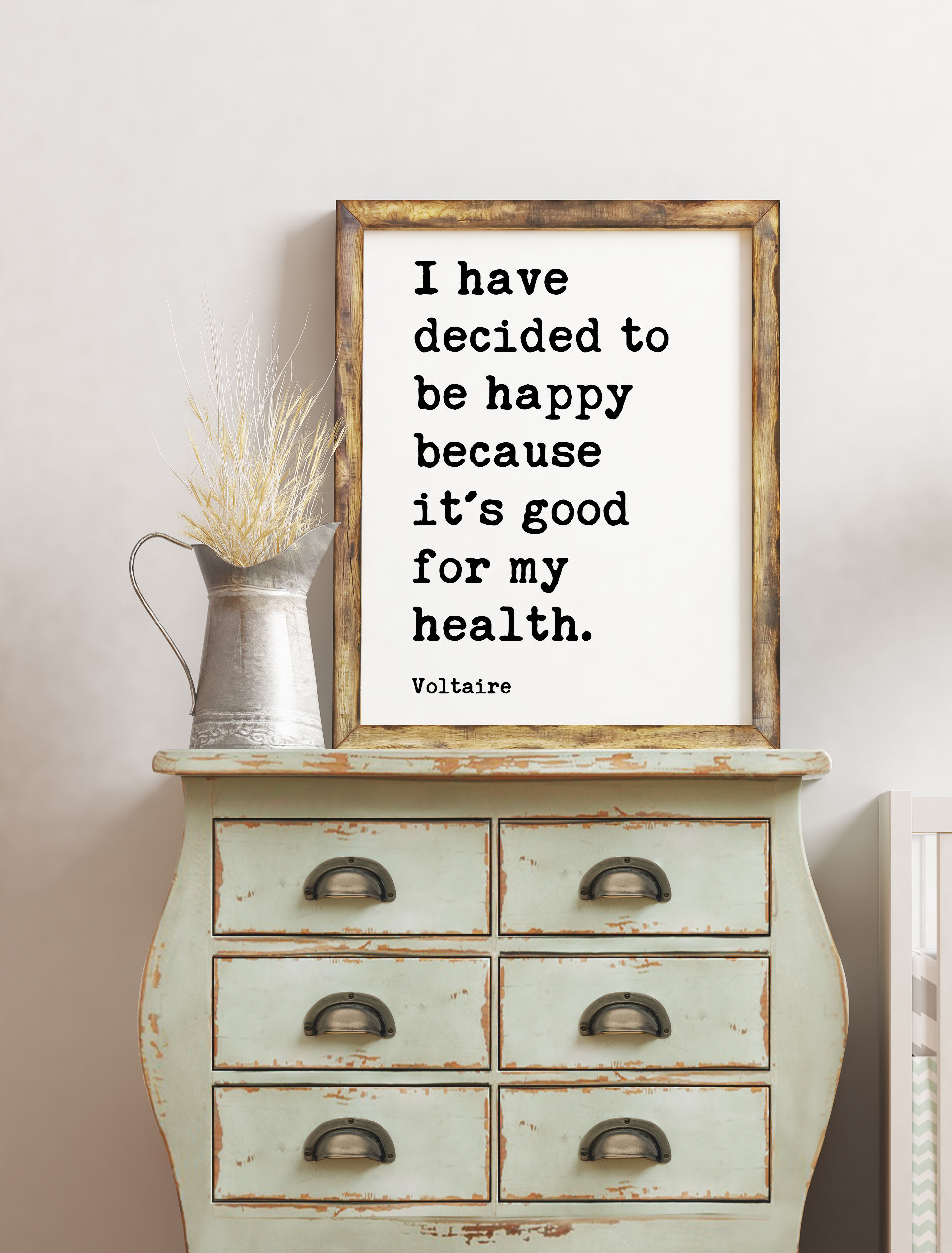 Voltaire Quote - I've decided to be happy because it's good for my health. / Wall Art Print - Happiness , Health Well-Being, Affirmation - Image 2